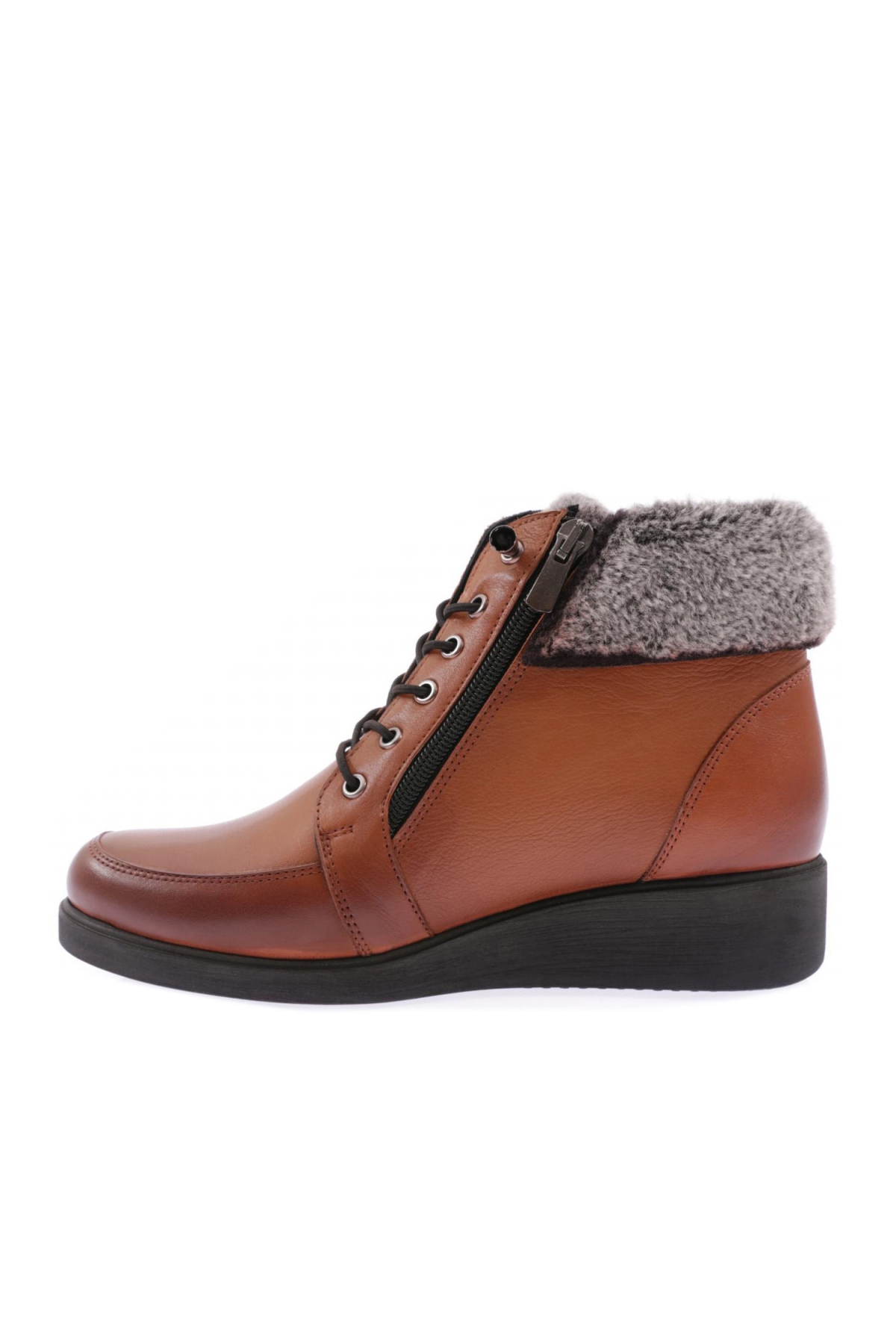 433 KÜRK DETAYLI LASTİK BAĞCIKLI YANDAN FERMUARLI KADIN BOT - Görsel 4