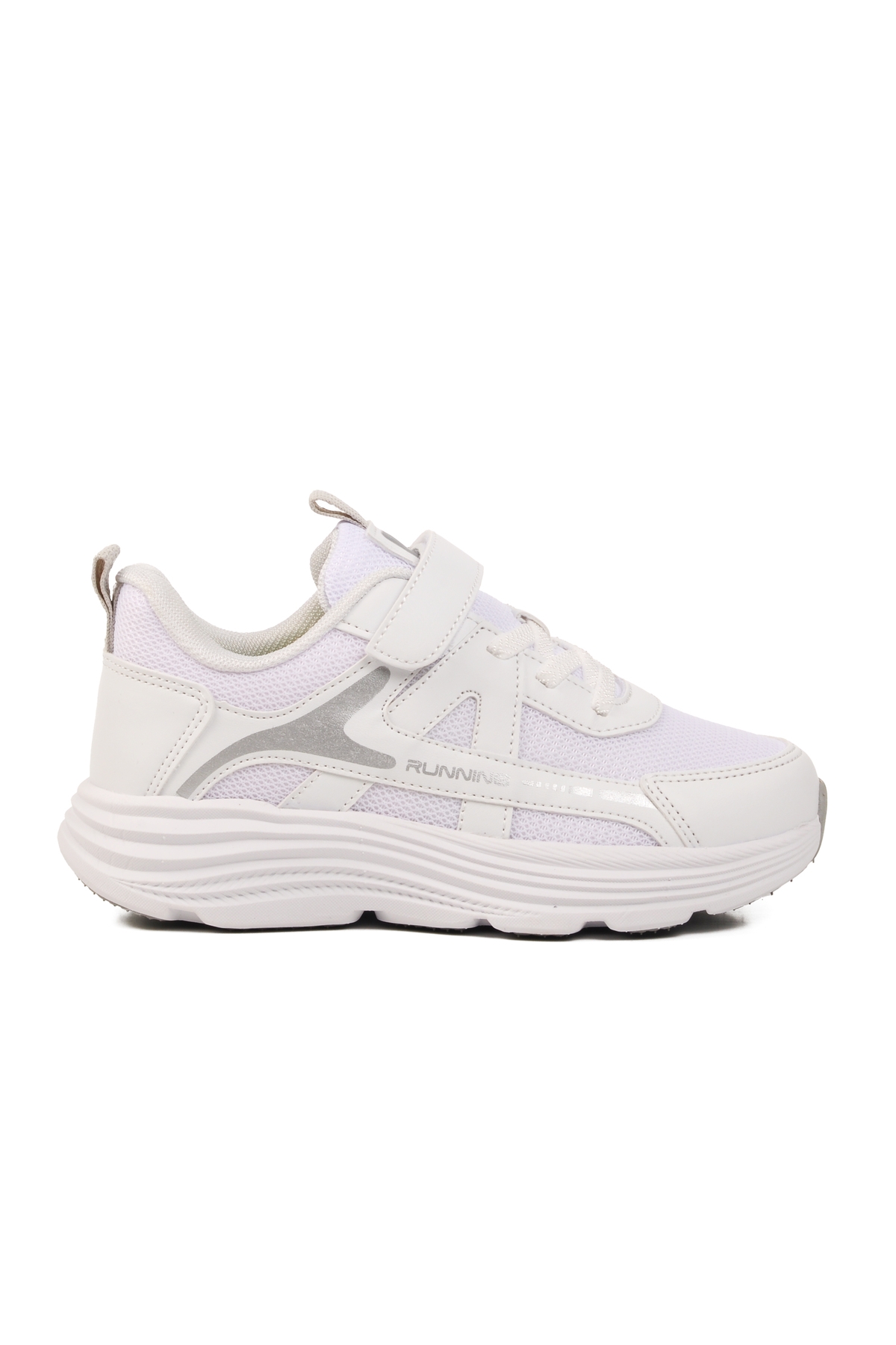 Beyaz Gri Cırtlı Erkek Çocuk Spor Ayakkabı - Görsel 2