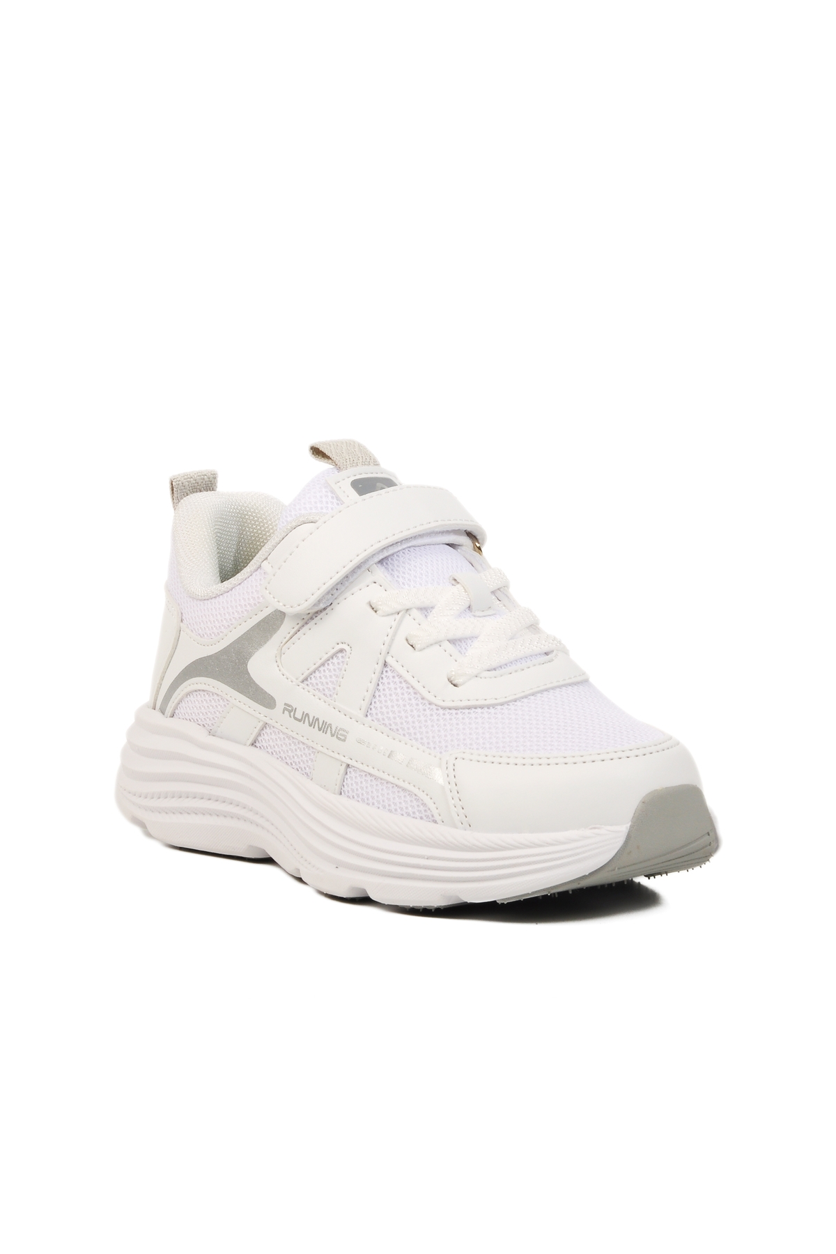 Beyaz Gri Cırtlı Erkek Çocuk Spor Ayakkabı - Görsel 4