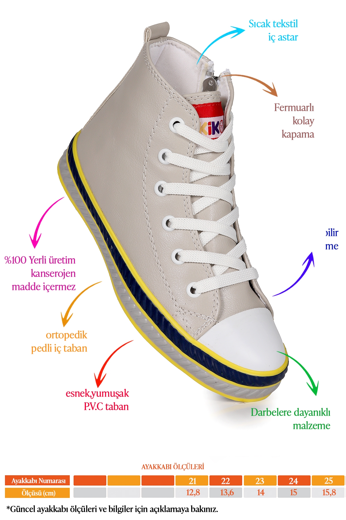 Pant Günlük Bağcıklı Fermuarlı Erkek Bebek Spor Ayakkabı Gri - Görsel 3