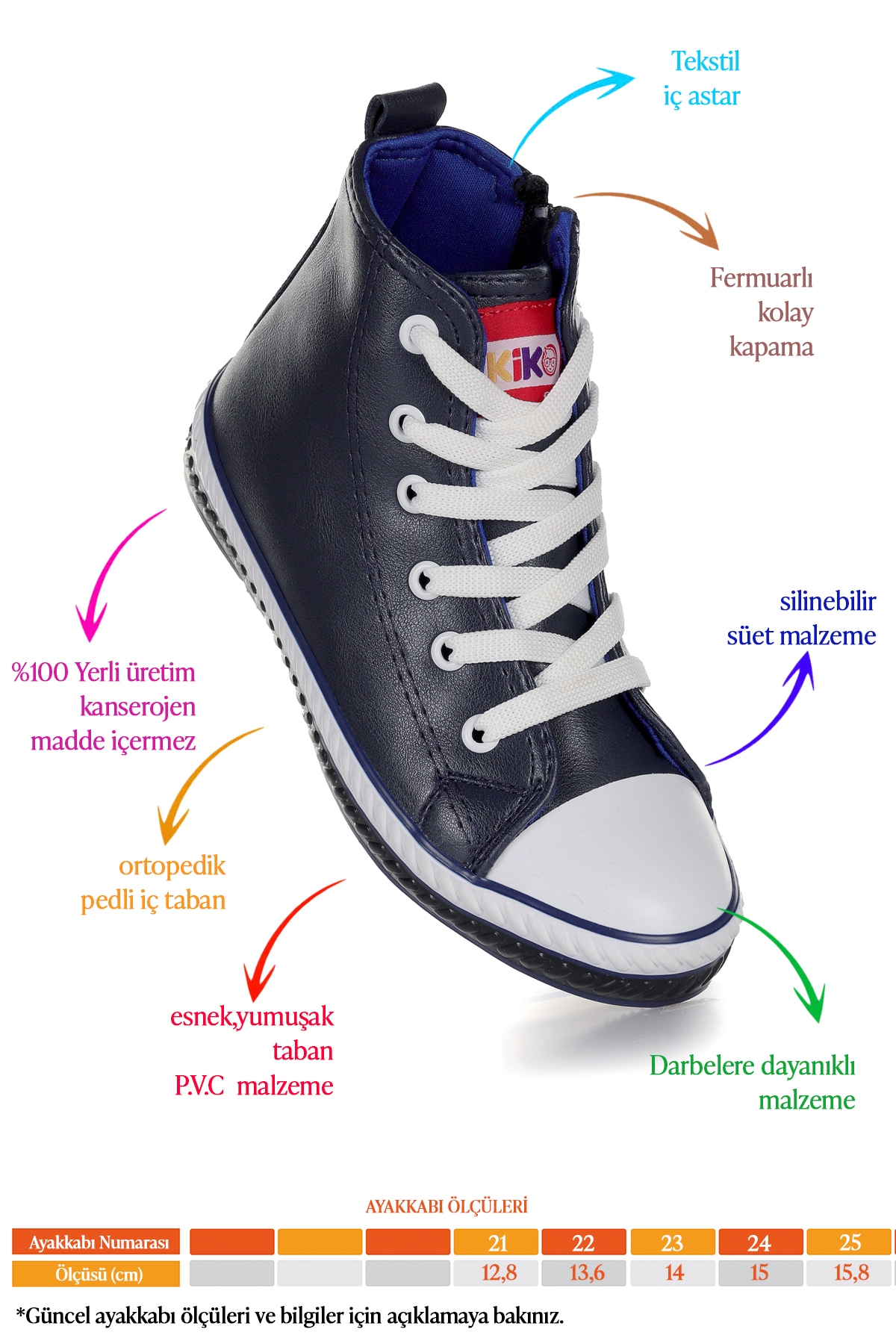 Pant Günlük Bağcıklı Fermuarlı Erkek Bebek Spor Ayakkabı Lacivert - Görsel 3