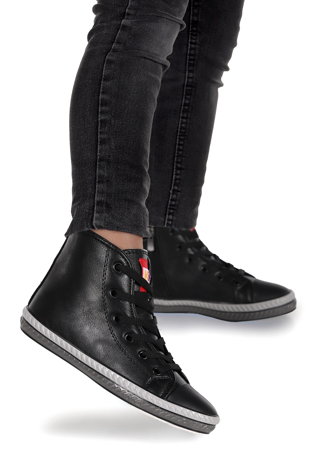 Pant Günlük Bağcıklı Fermuarlı Erkek Bebek Spor Ayakkabı Siyah - Görsel 2