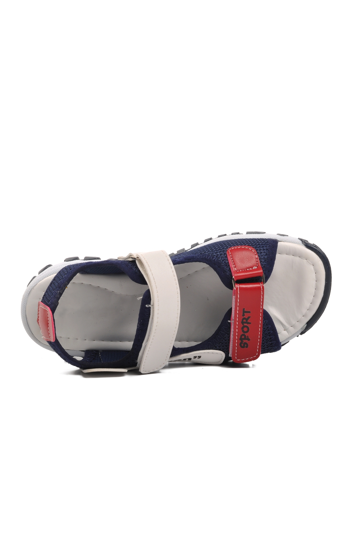 Aspor Lacivert Beyaz Kırmızı Erkek Çocuk Düz Sandalet - Görsel 5
