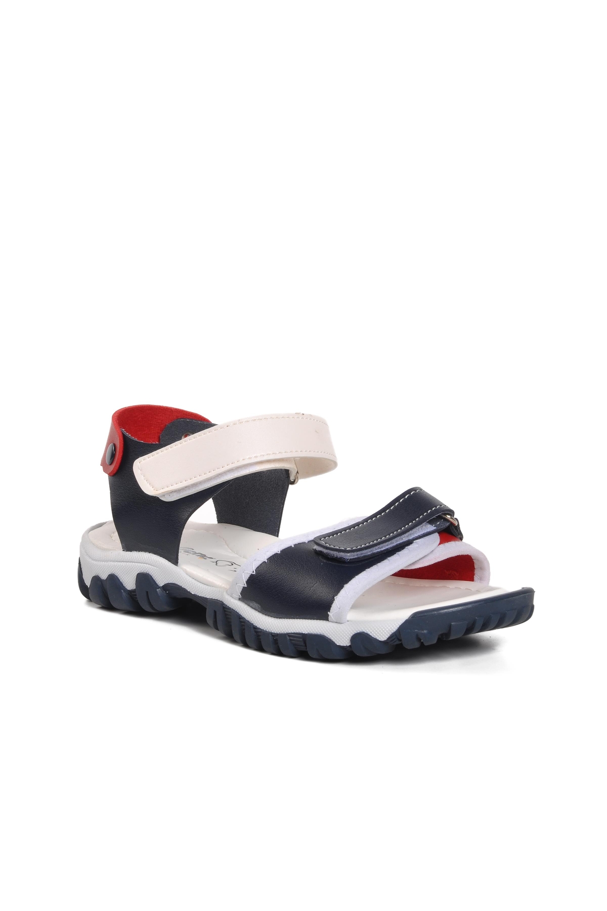 Aspor Lacivert Kırmızı Erkek Çocuk Düz Sandalet - Görsel 4