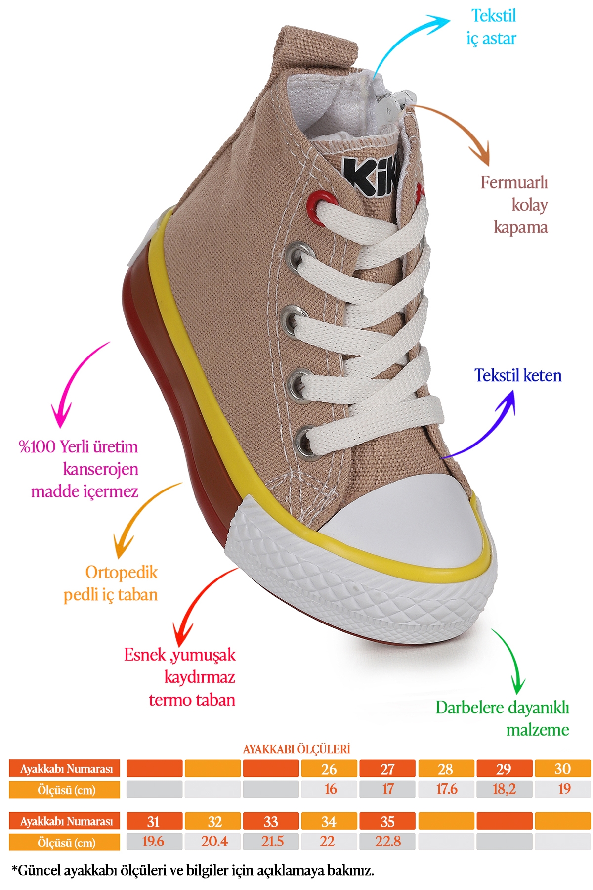 Tinna Bağcıklı Erkek Çocuk Boğazlı Keten Spor Ayakkabı Bej - Görsel 3