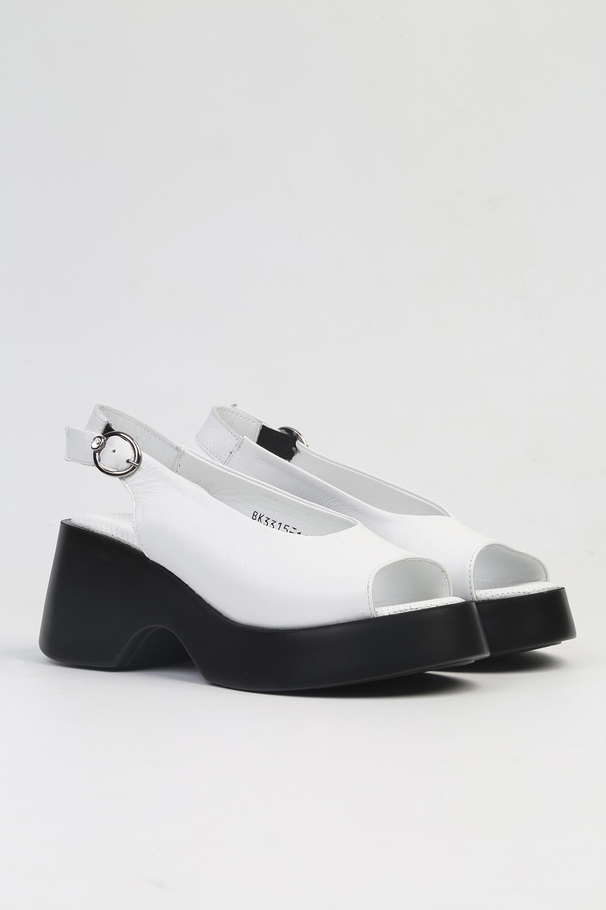 ® | PC-7199- 3968 Beyaz-Kadın Topuklu Ayakkabı - Görsel 3