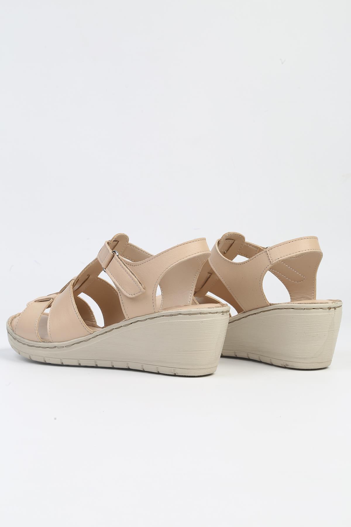 ® | PC-5127-3013 Krem-Kadın Dolgu Topuk Ayakkabı - Görsel 3