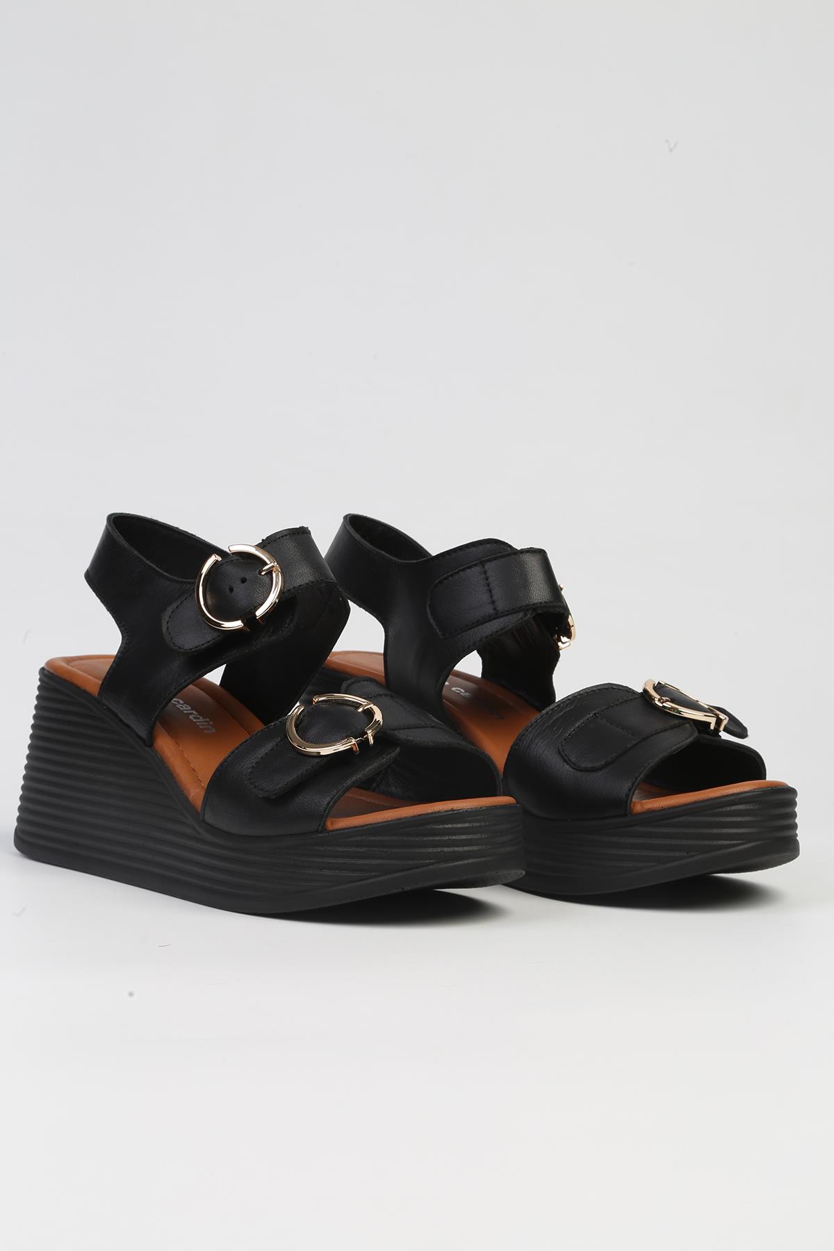 ® | PC-7213- Siyah-Kadın Dolgu Topuk Ayakkabı - Görsel 3