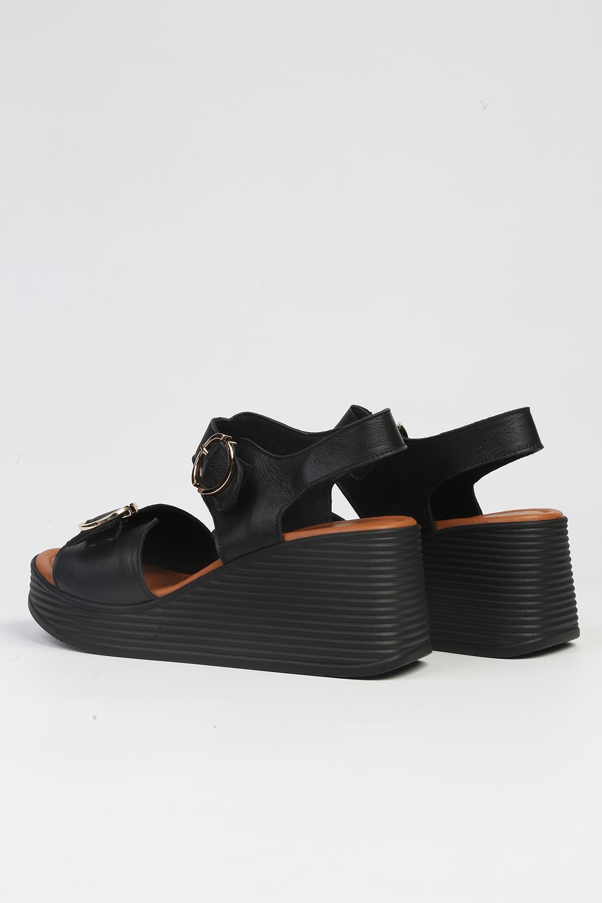 ® | PC-7213- Siyah-Kadın Dolgu Topuk Ayakkabı - Görsel 4