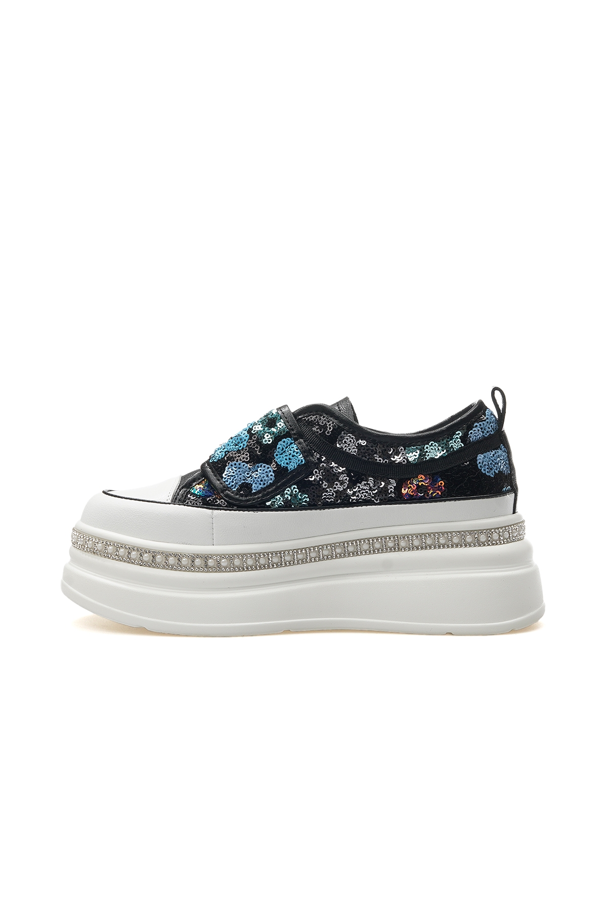 Kadın Taş Detaylı Sneaker Günlük Ayakkabı 25y 25y423-1 Z Siyah - Görsel 3