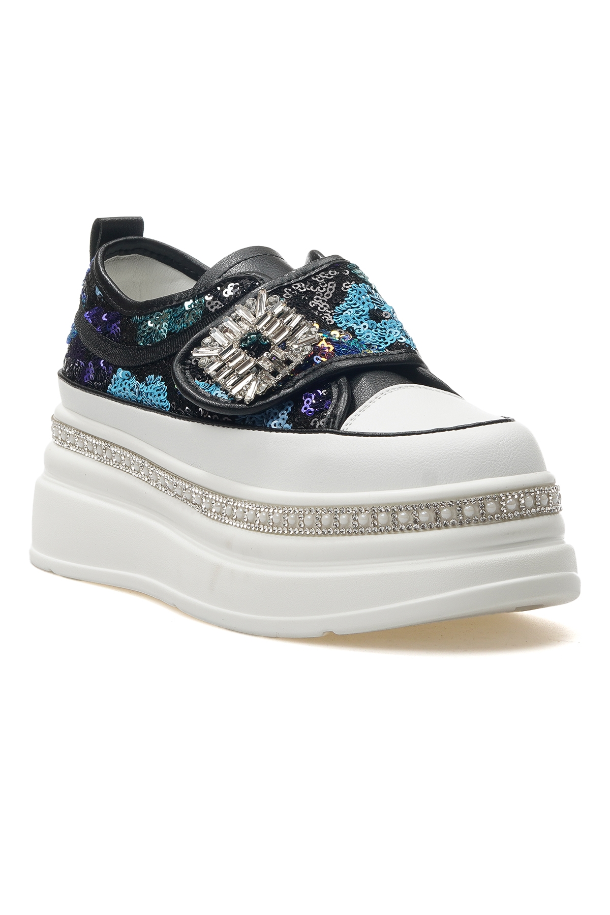 Kadın Taş Detaylı Sneaker Günlük Ayakkabı 25y 25y423-1 Z Siyah - Görsel 5