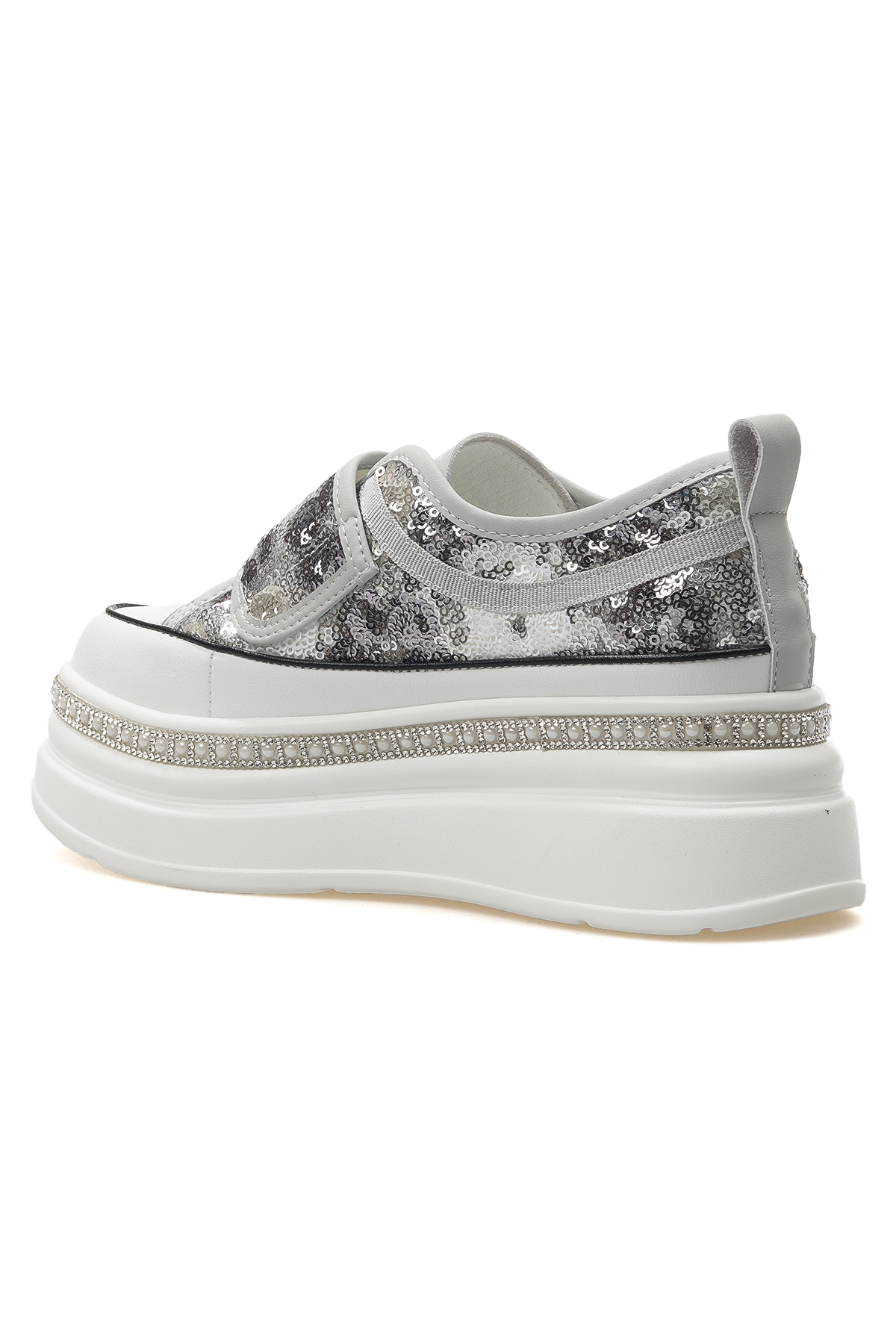 Kadın Taş Detaylı Sneaker Günlük Ayakkabı 25y 25y423-1 Z Gri - Görsel 4