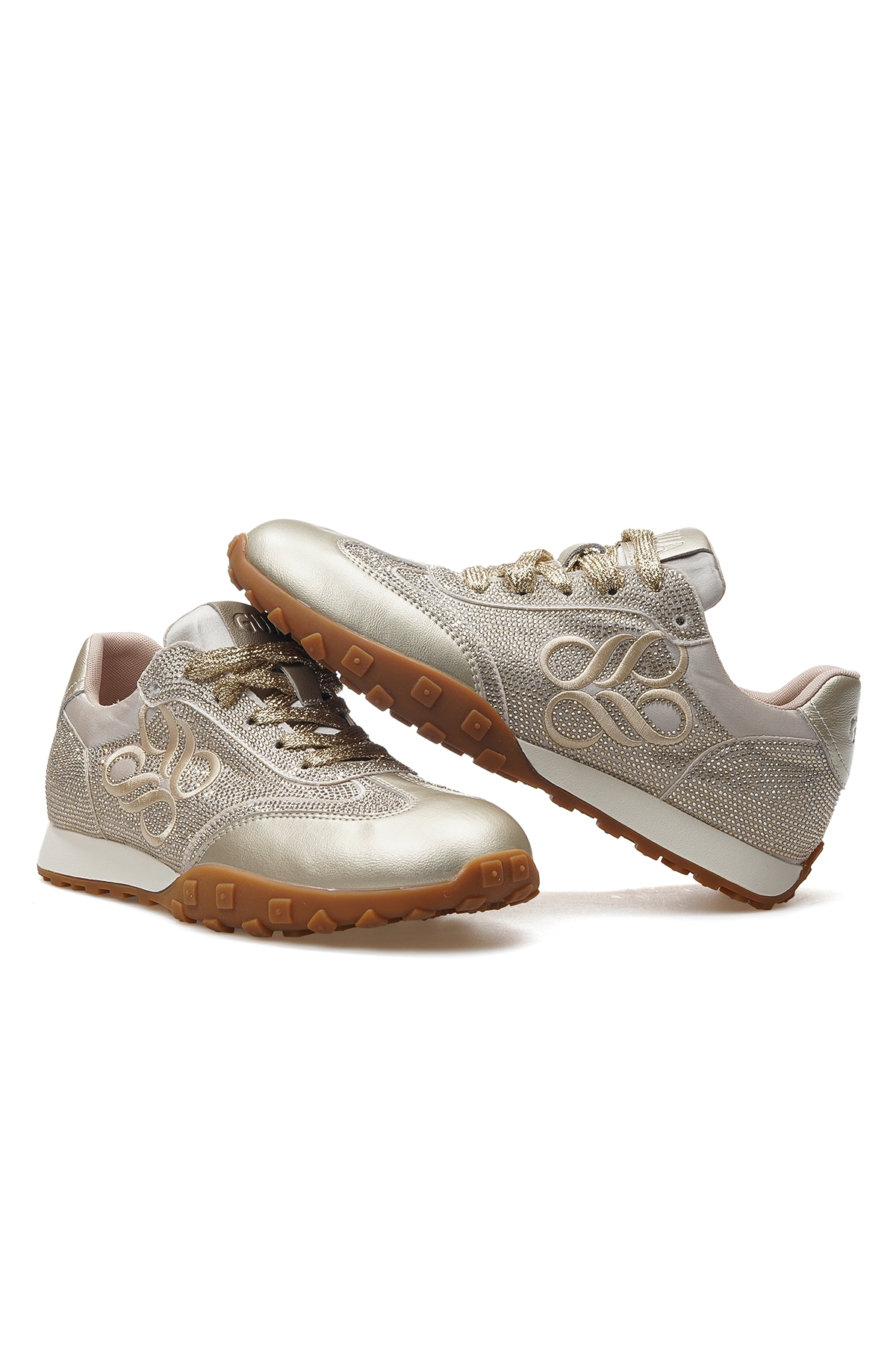 Kadın Taş Detaylı Sneaker Günlük Ayakkabı 25y 25y318 Z Altın - Görsel 7