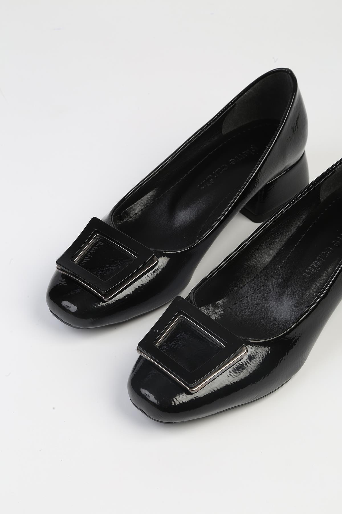 ® | PC-53100- 3592 Siyah Kırışık-Kadın Günlük Ayakkabı - Görsel 5