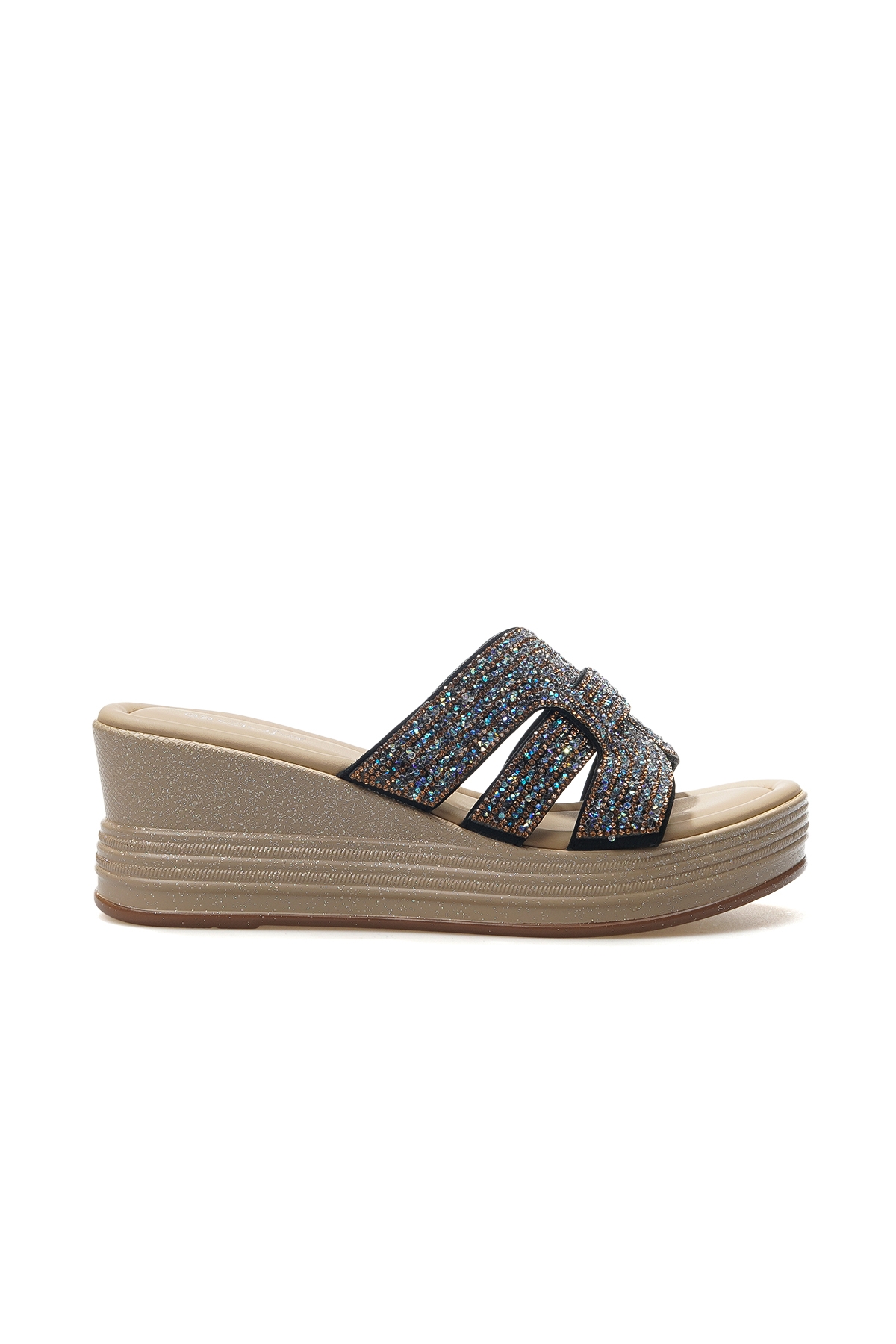 Kadın Dolgu Topuklu Taş Detaylı Günlük Terlik 25y 25y399-1 Z Siyah - Görsel 2