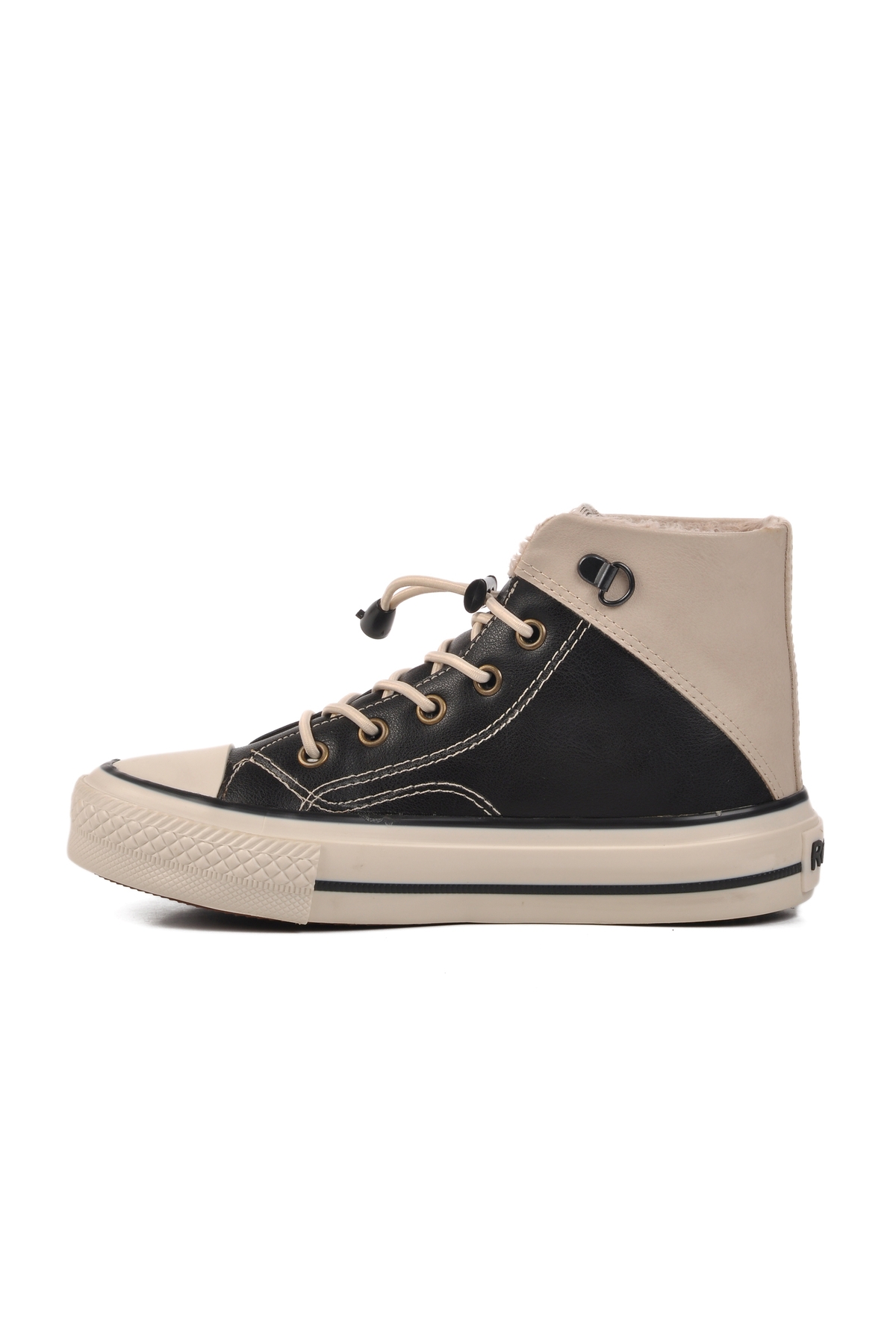 Siyah Bej Çocuk Hi Sneaker Ayakkabı - Görsel 3