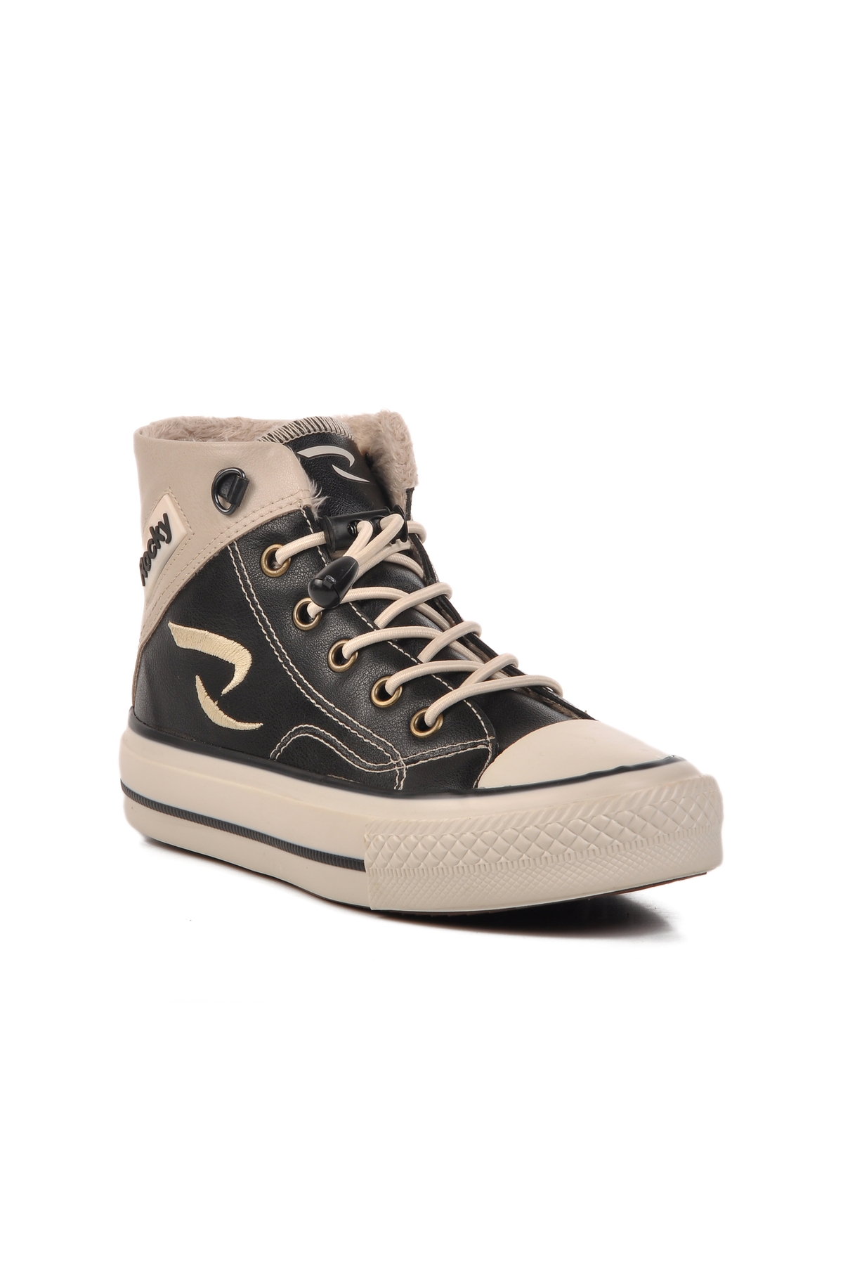 Siyah Bej Çocuk Hi Sneaker Ayakkabı - Görsel 4