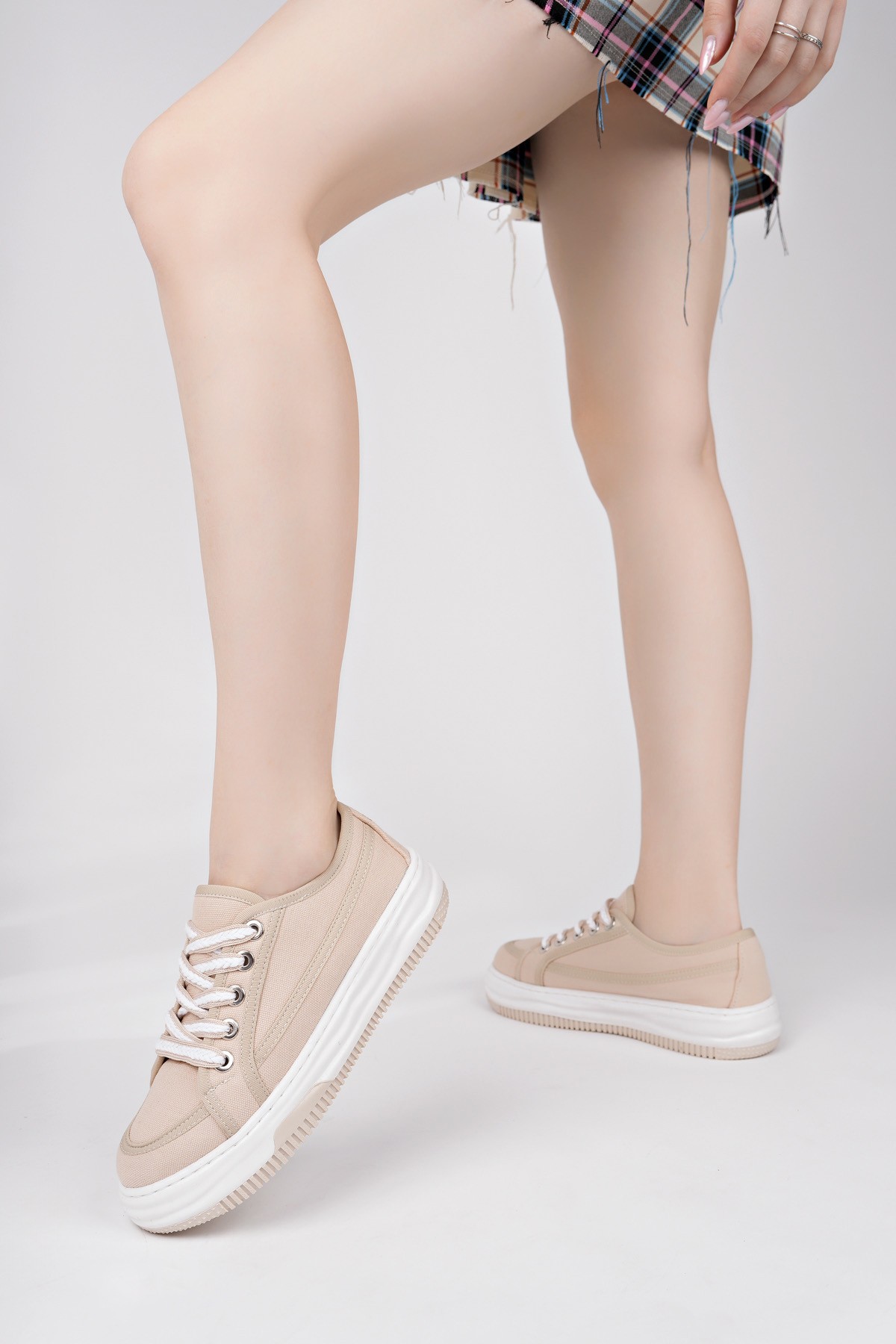 CARİNA Kalın Taban Bağcıklı Kadın Günlük Sneaker Spor Ayakkabı - Görsel 7