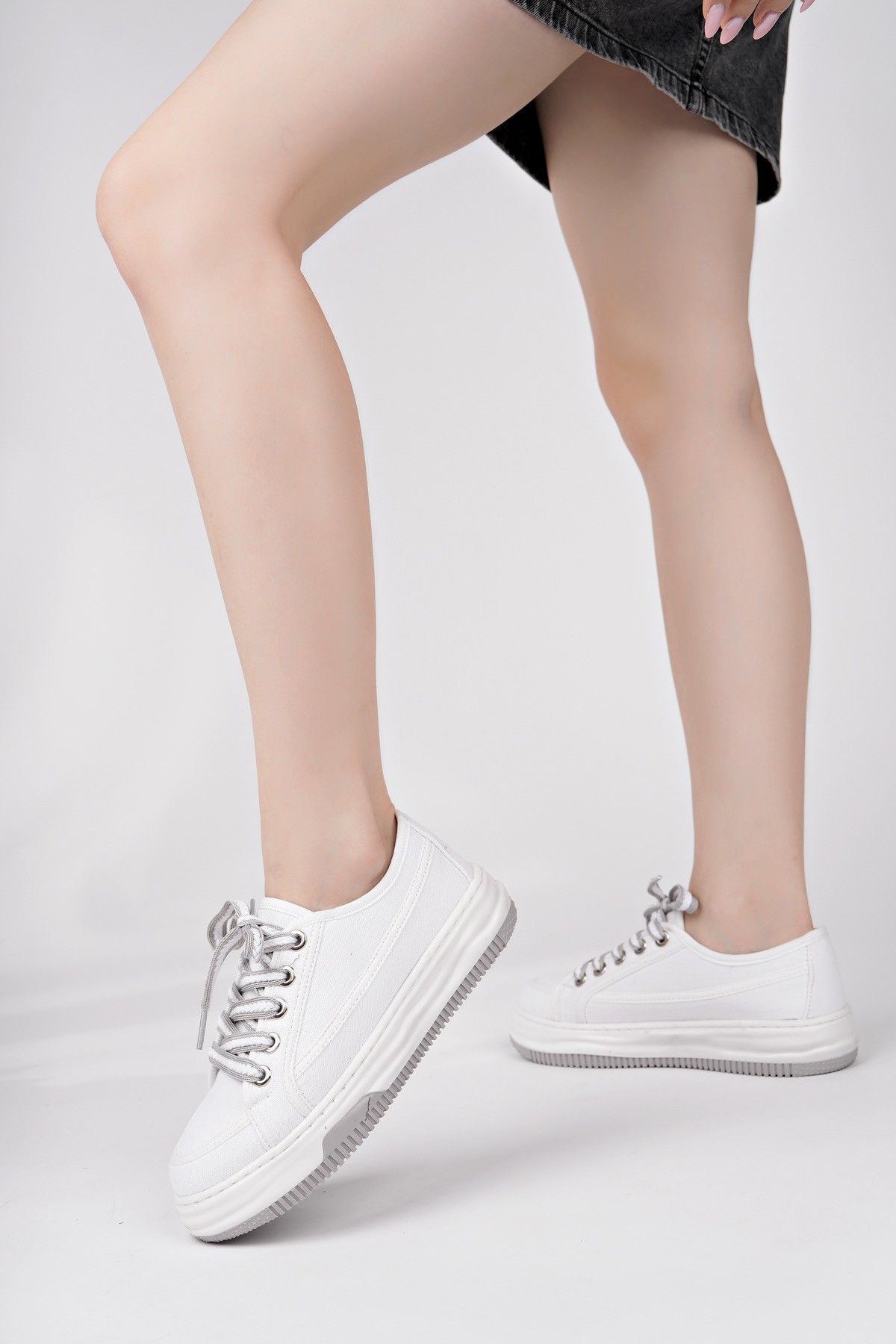 CARİNA Kalın Taban Bağcıklı Kadın Günlük Sneaker Spor Ayakkabı - Görsel 7