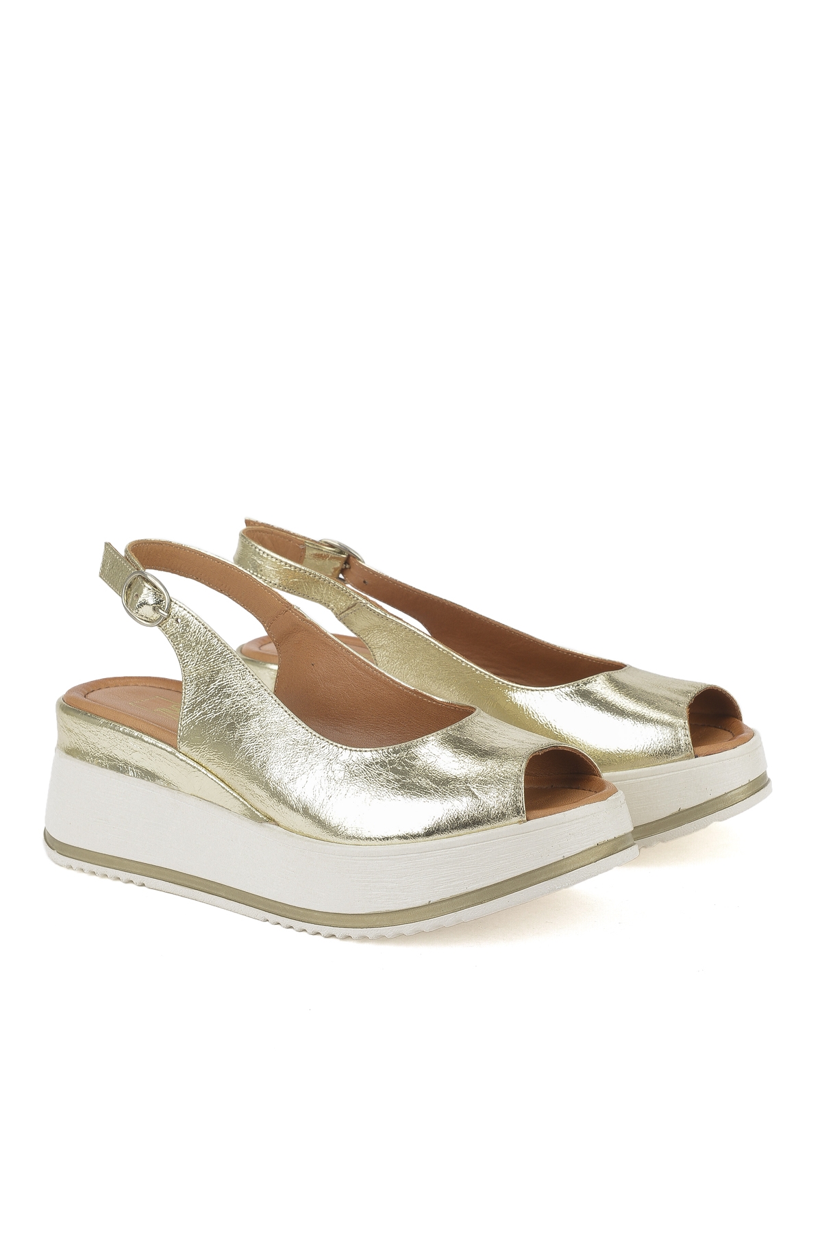 Kadın Hakiki Deri Topuklu Sandalet 151992Z50000 Altın - Görsel 3