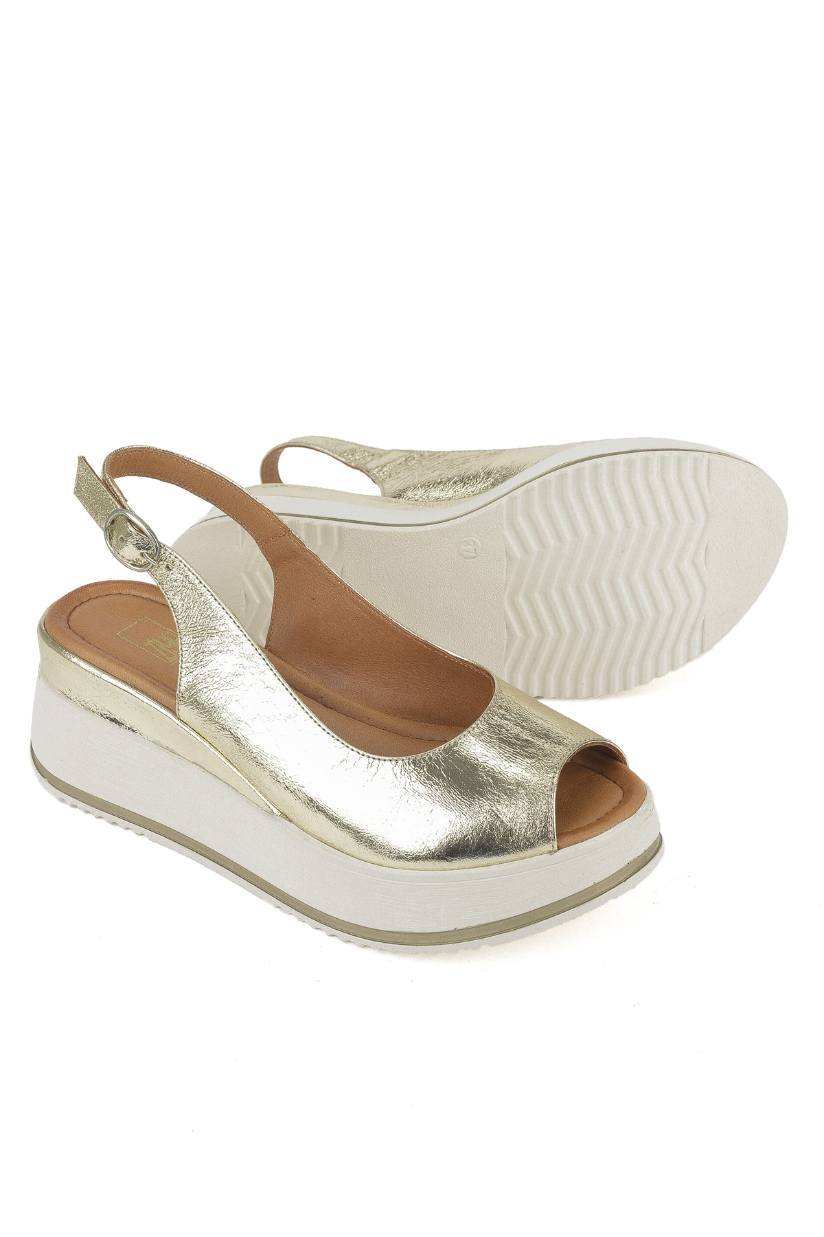 Kadın Hakiki Deri Topuklu Sandalet 151992Z50000 Altın - Görsel 5