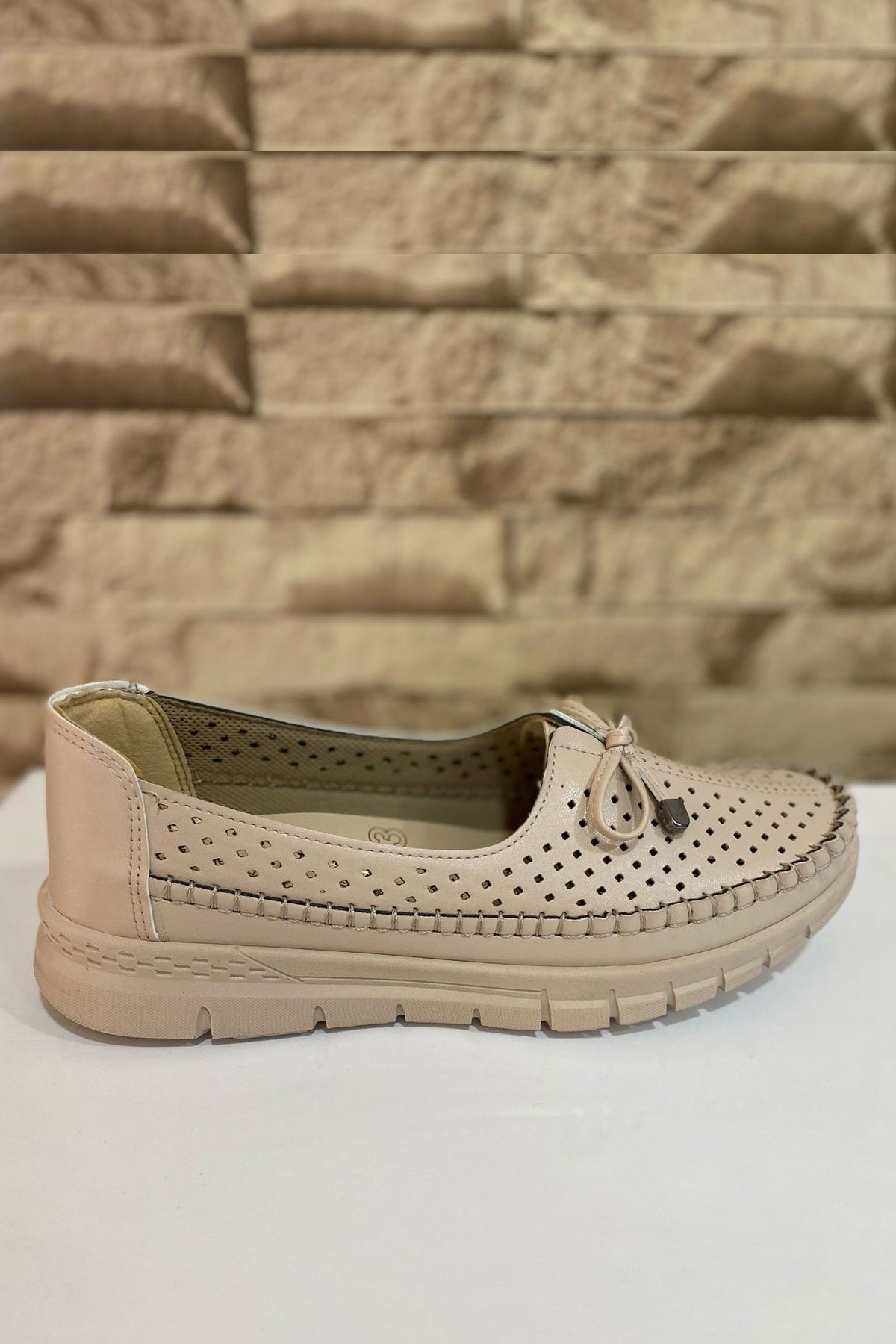 Kadın Anne 4 Nokta Ortopedik Terletmez Kaymaz Anatomik Taban Ayakkabı Günlük Kadın Casual Babet 1021-111-0008 - Görsel 2