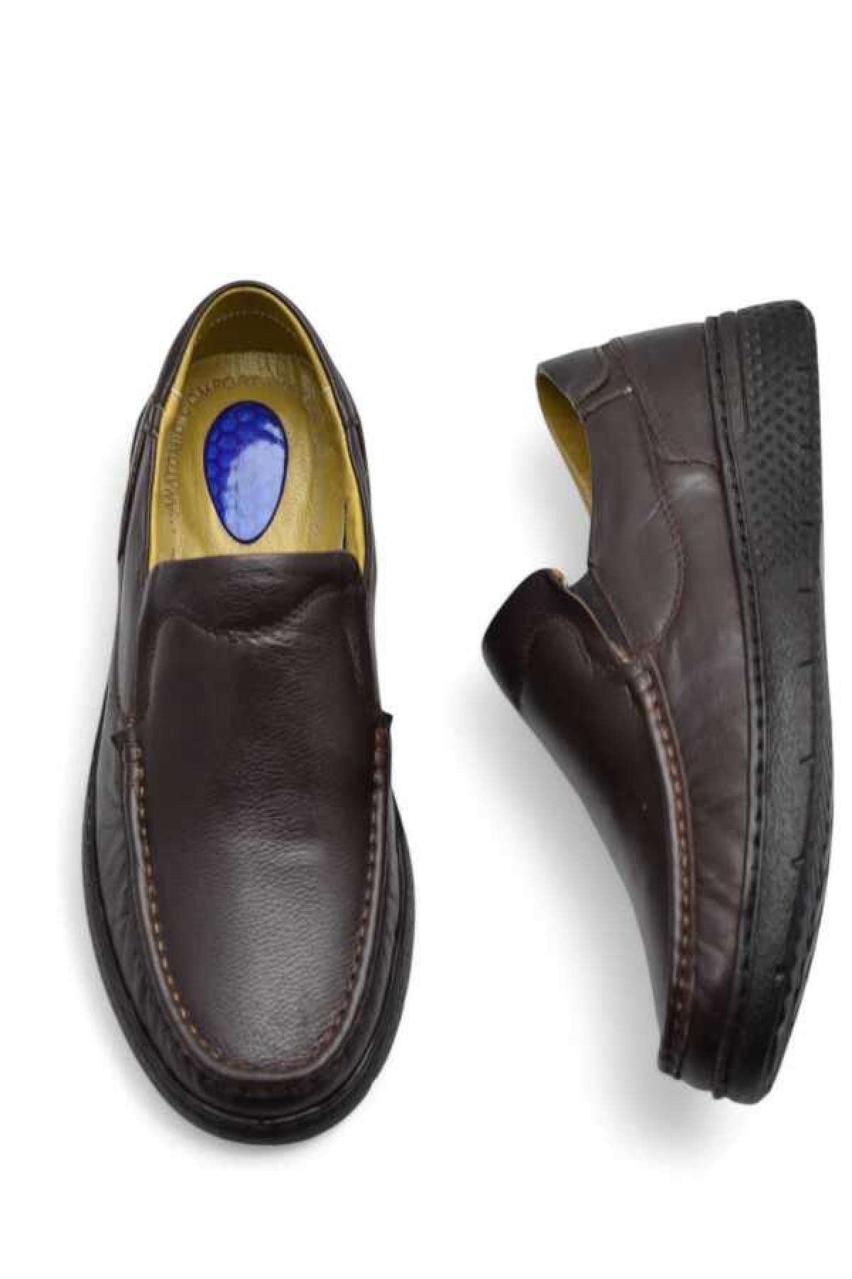9575 Ortopedik Taban Siyah Hakiki Deri Erkek Ayakkabı Yazlık Mevsimlik - Görsel 5