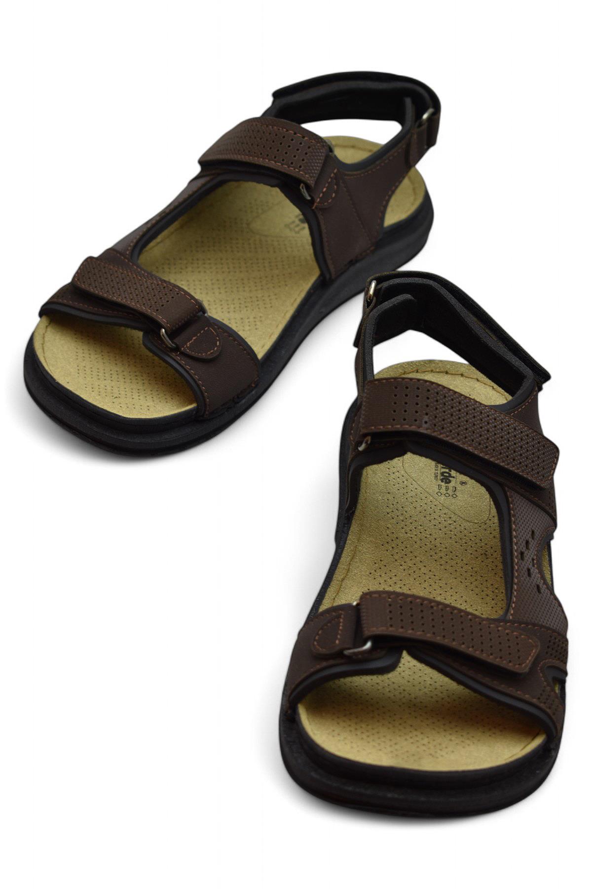 240105 Ortopedik Taban Erkek Sandalet Erkek Cırtlı Sandalet - Görsel 4