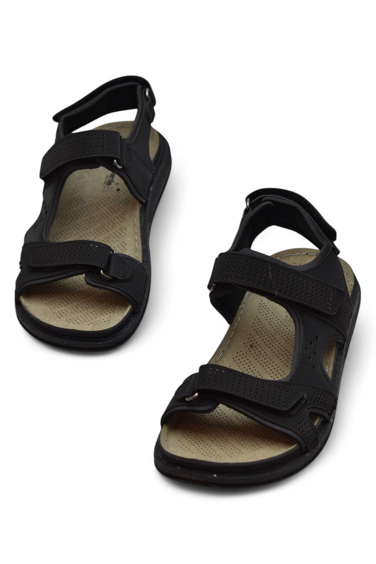 240105 Ortopedik Taban Erkek Sandalet Erkek Cırtlı Sandalet - Görsel 4