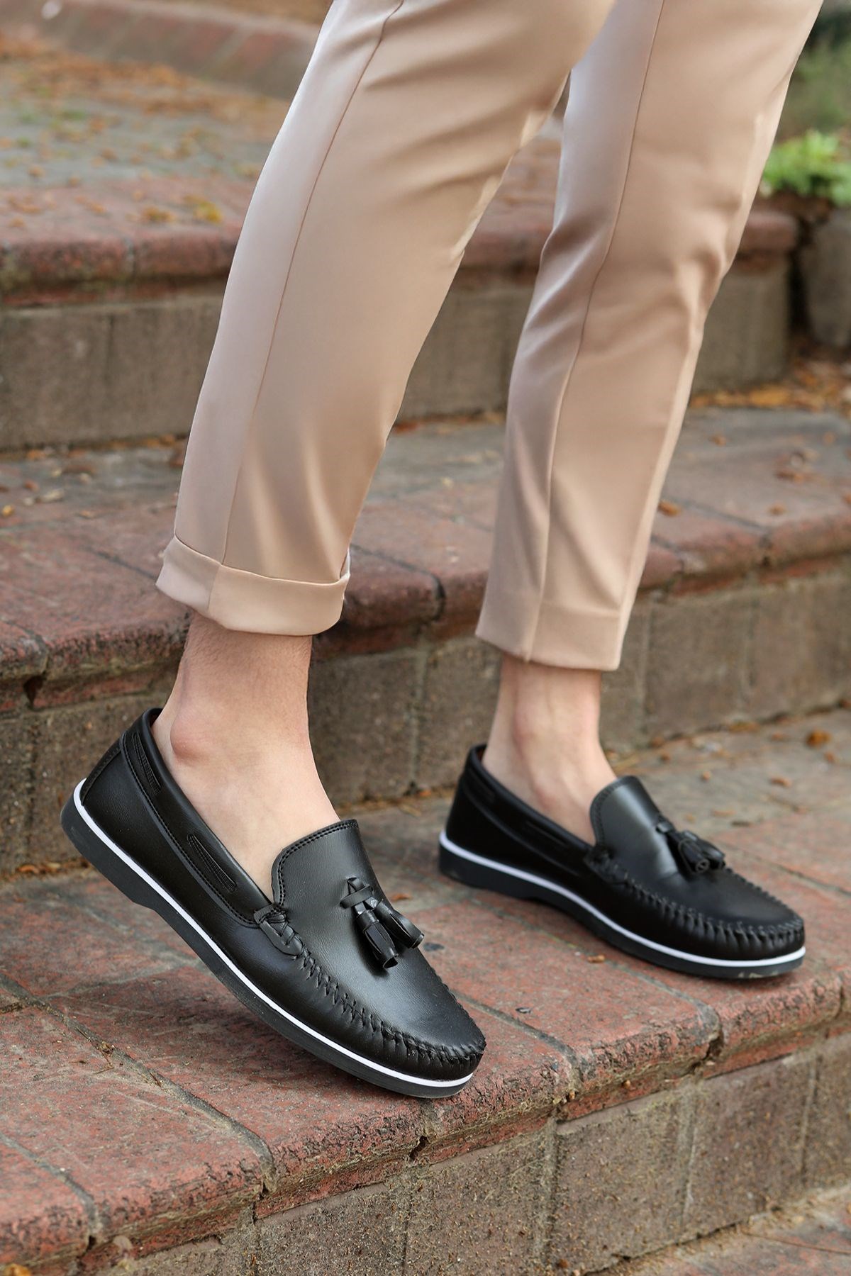 Roger Siyah Cilt Garantili Erkek Günlük Klasik Casual Rahat Ortopedik Ayakkabı ROGER-9168 - Görsel 2