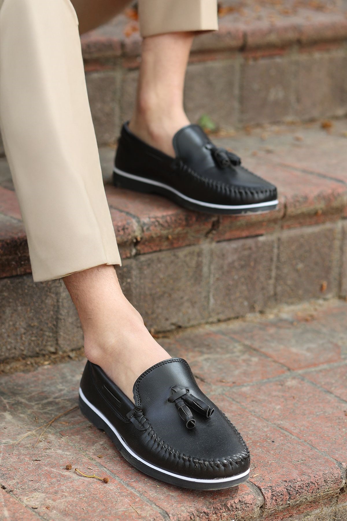 Roger Siyah Cilt Garantili Erkek Günlük Klasik Casual Rahat Ortopedik Ayakkabı ROGER-9168 - Görsel 3