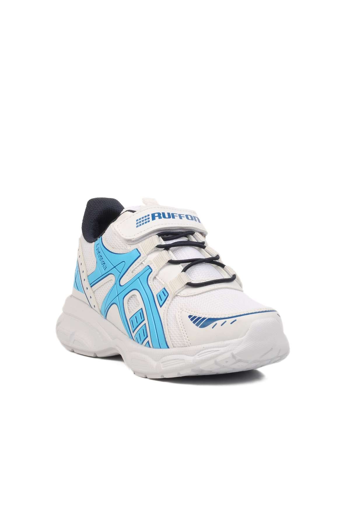 Beyaz Lacivert Cırtlı Fileli Hafif Unisex Çocuk Spor Ayakkabı Ruffon F - Görsel 4