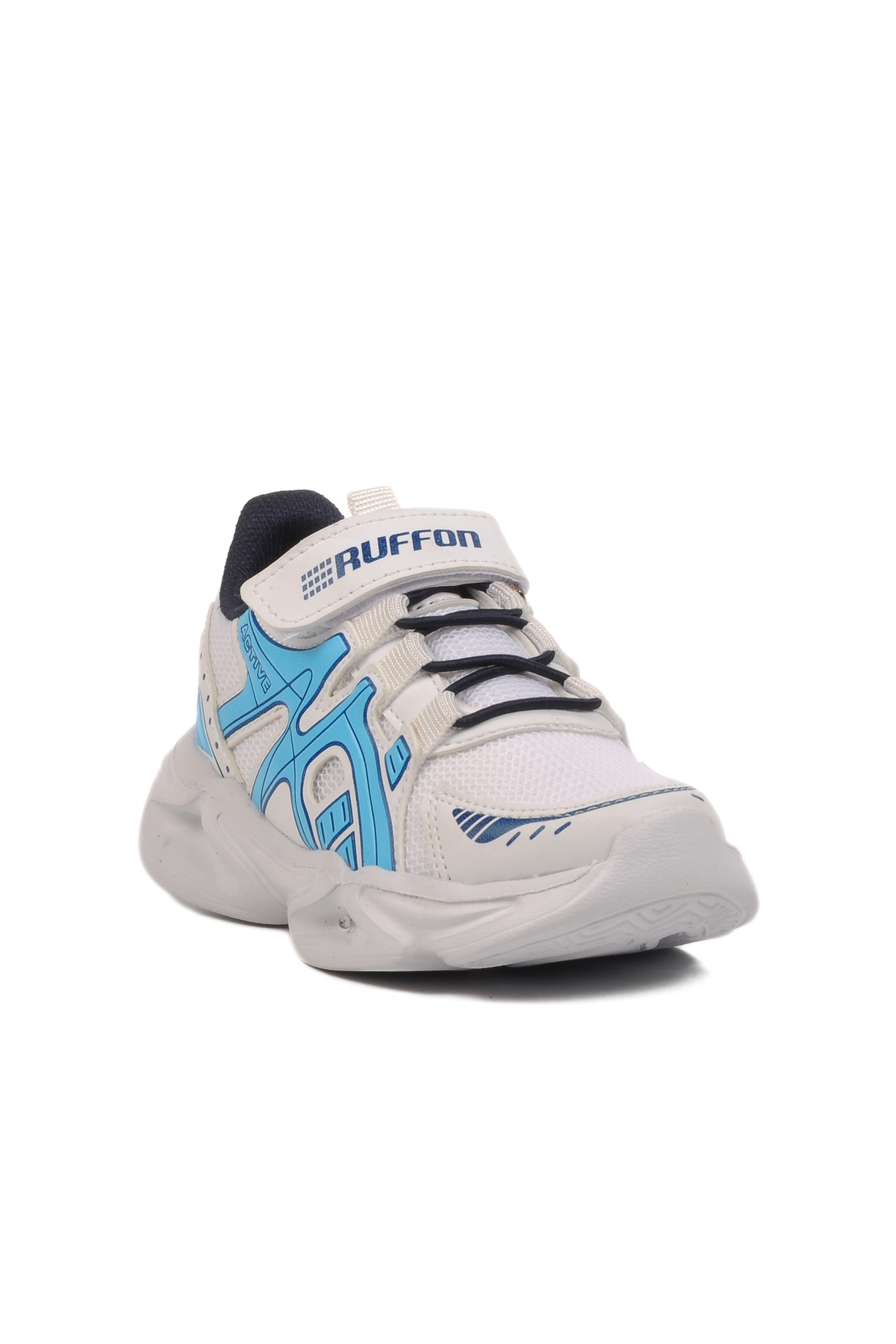 Beyaz Lacivert Cırtlı Fileli Hafif Unisex Çocuk Spor Ayakkabı 2351 P - Görsel 4