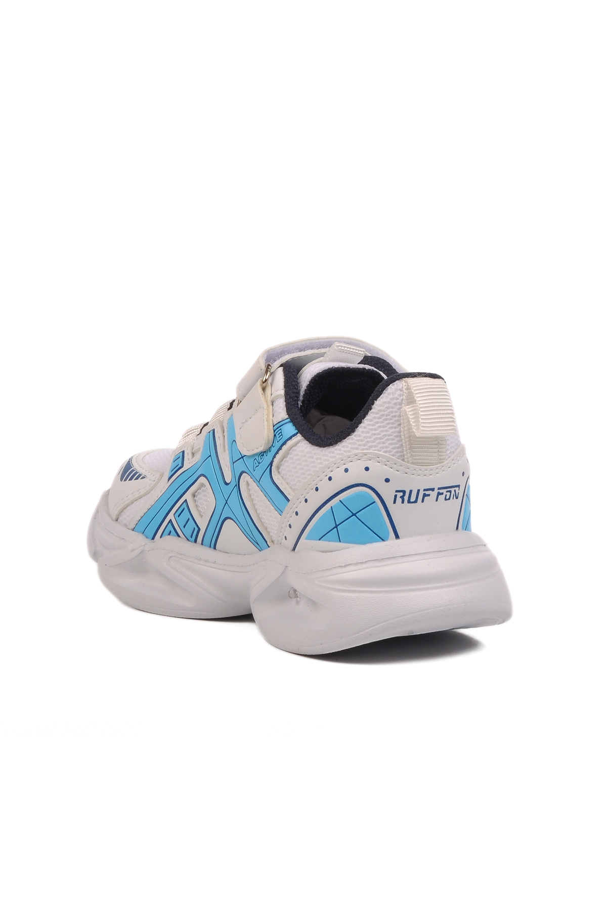 Beyaz Lacivert Cırtlı Fileli Hafif Unisex Çocuk Spor Ayakkabı 2351 P - Görsel 5