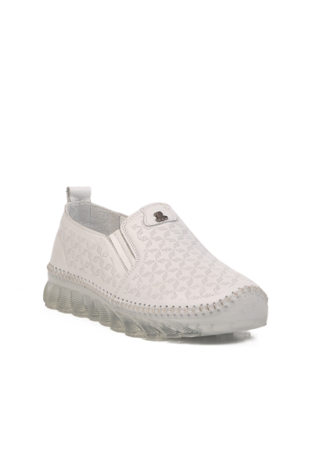 Beyaz Hakiki Deri Kadın Casual Ayakkabı 0002 Z - Görsel 4