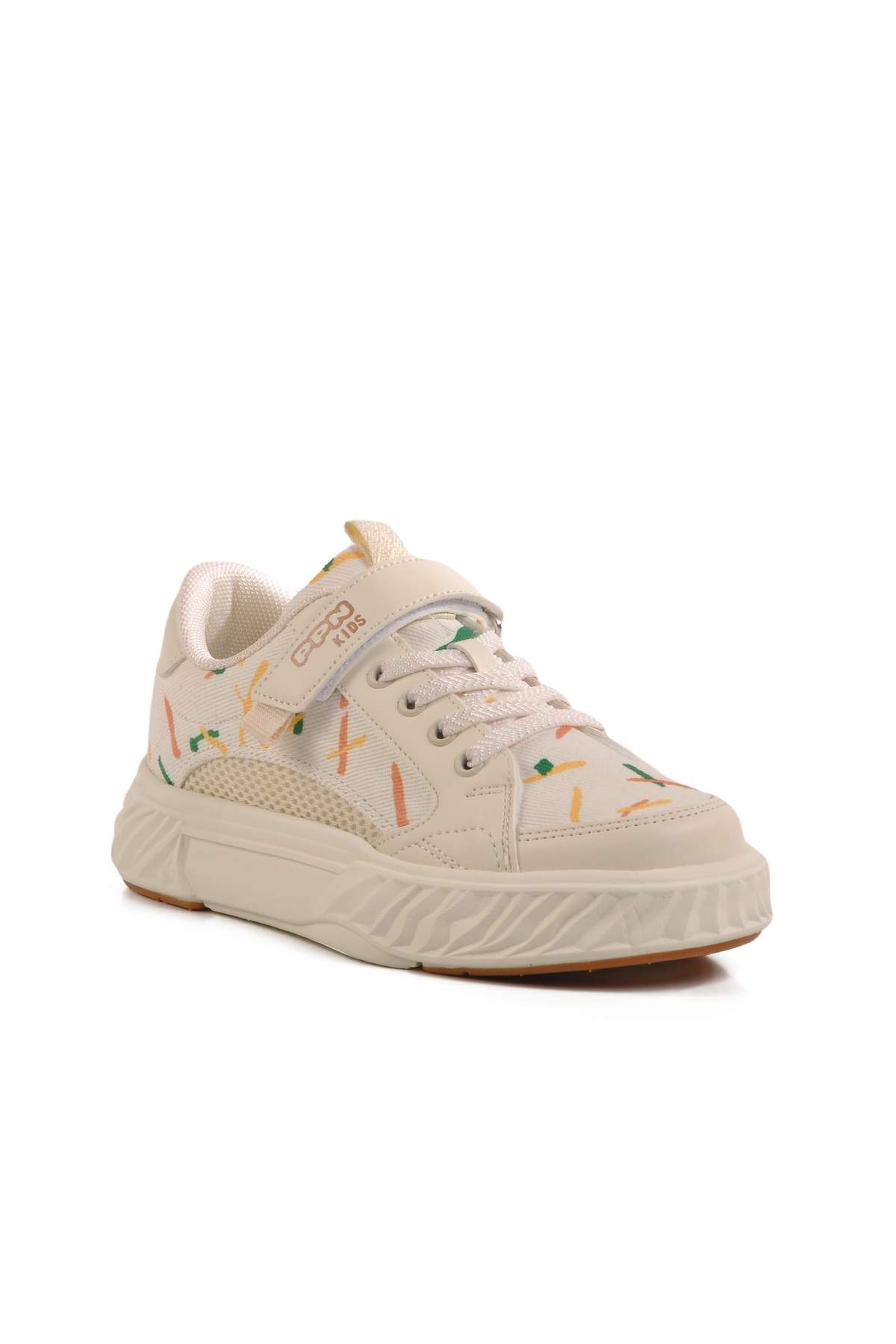 Krem Cırtlı Fileli Hafif Unisex Çocuk Spor Ayakkabı 1883 F - Görsel 4