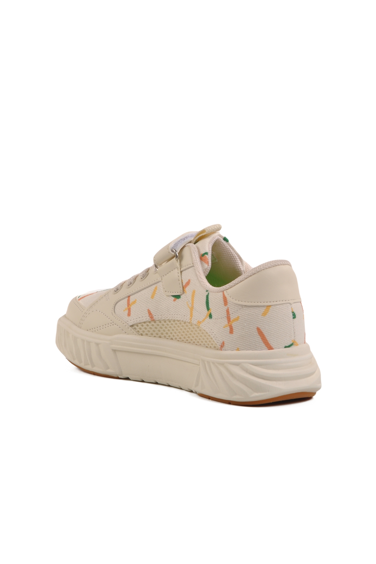 Krem Cırtlı Fileli Hafif Unisex Çocuk Spor Ayakkabı 1883 F - Görsel 5