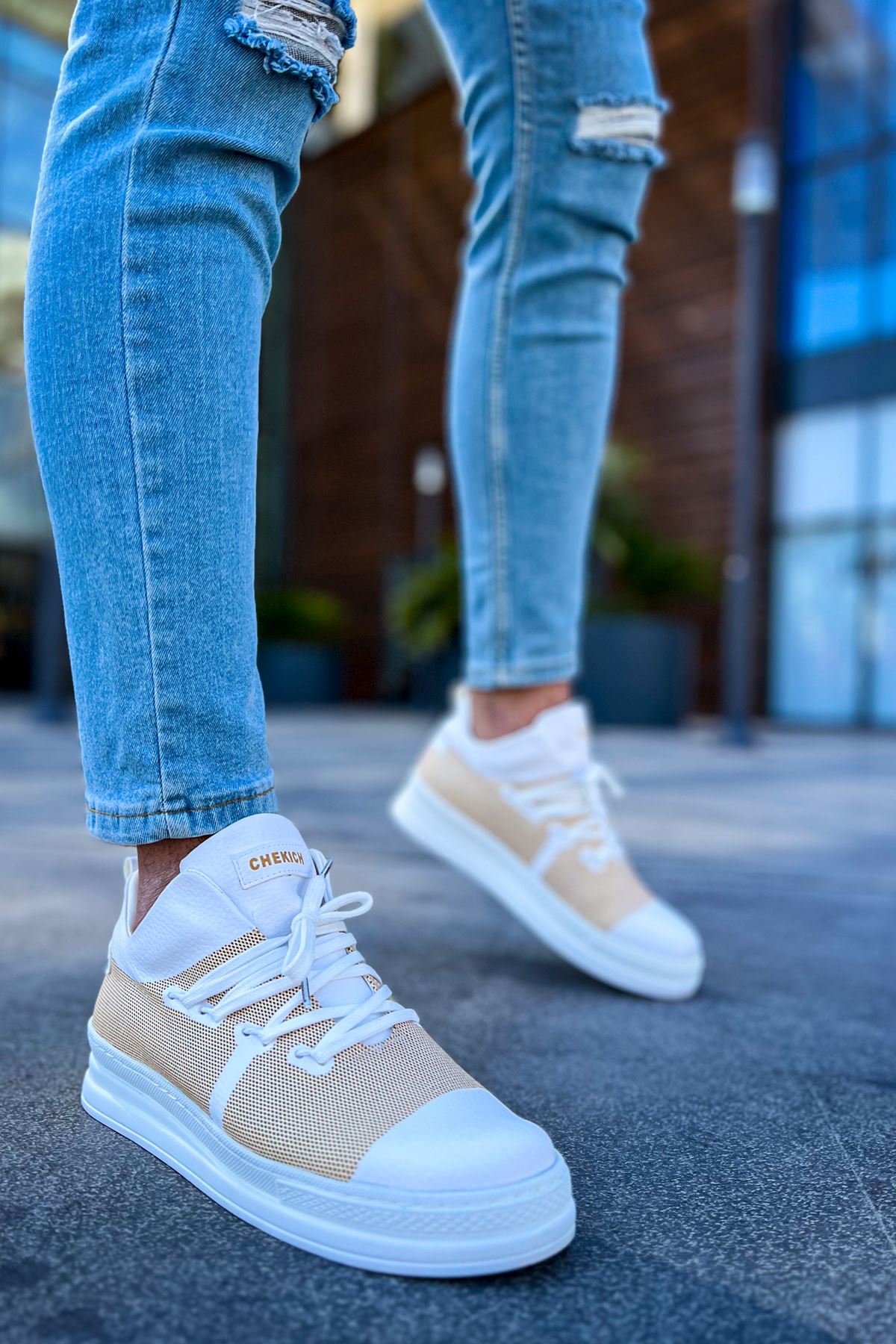 Bağcıklı Lazer Baskılı Erkek Günlük Ayakkabı Beyaz - Görsel 3