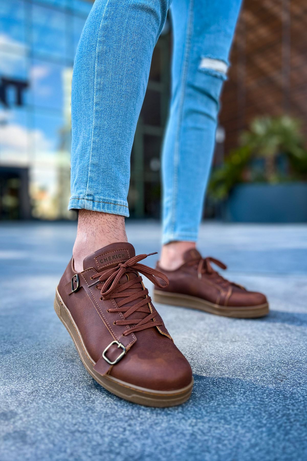 Bağcıklı Toka Detaylı Erkek Günlük Ayakkabı Taba - Görsel 3