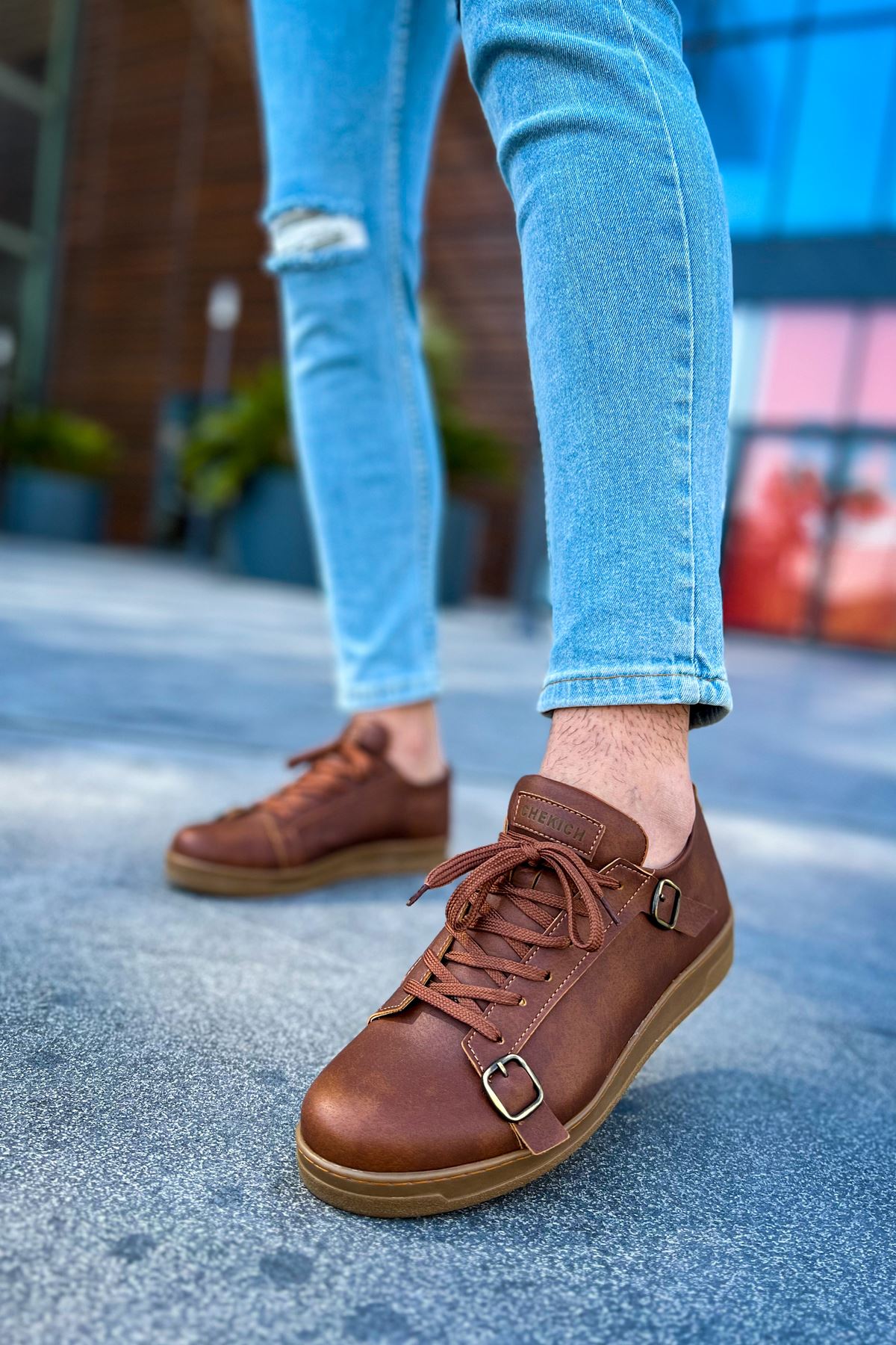 Bağcıklı Toka Detaylı Erkek Günlük Ayakkabı Taba - Görsel 4