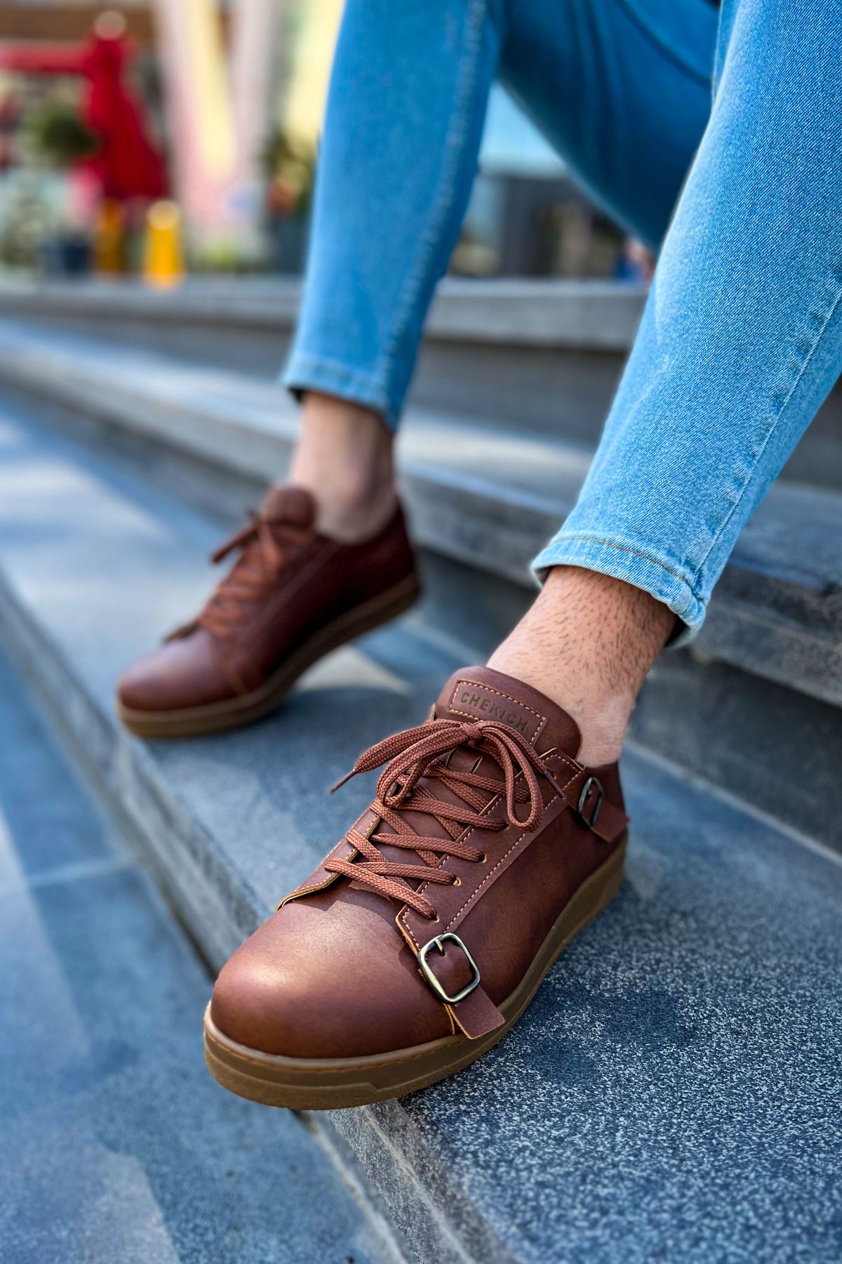 Bağcıklı Toka Detaylı Erkek Günlük Ayakkabı Taba - Görsel 5