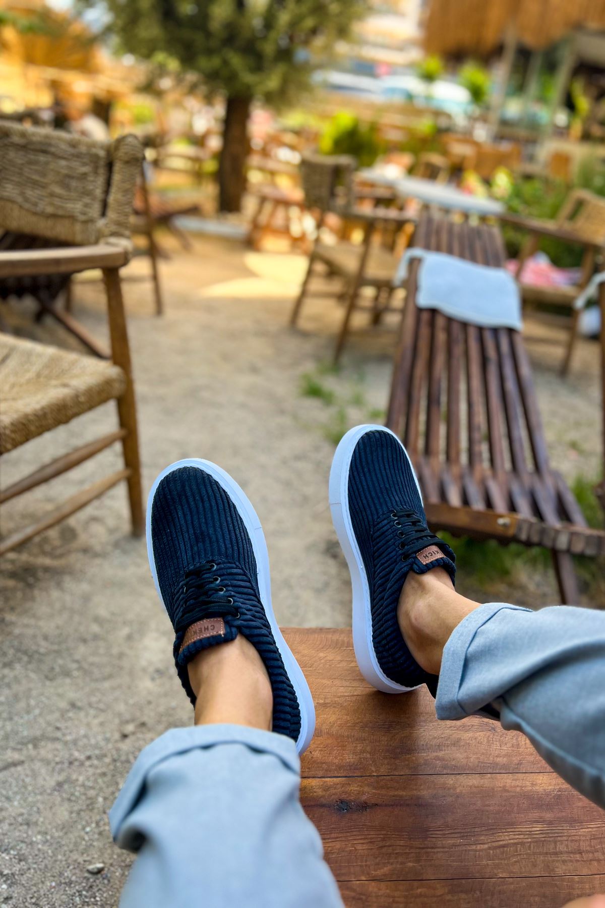 Bağcıklı Kadife Kumaş Erkek Günlük Ayakkabı Siyah - Görsel 3