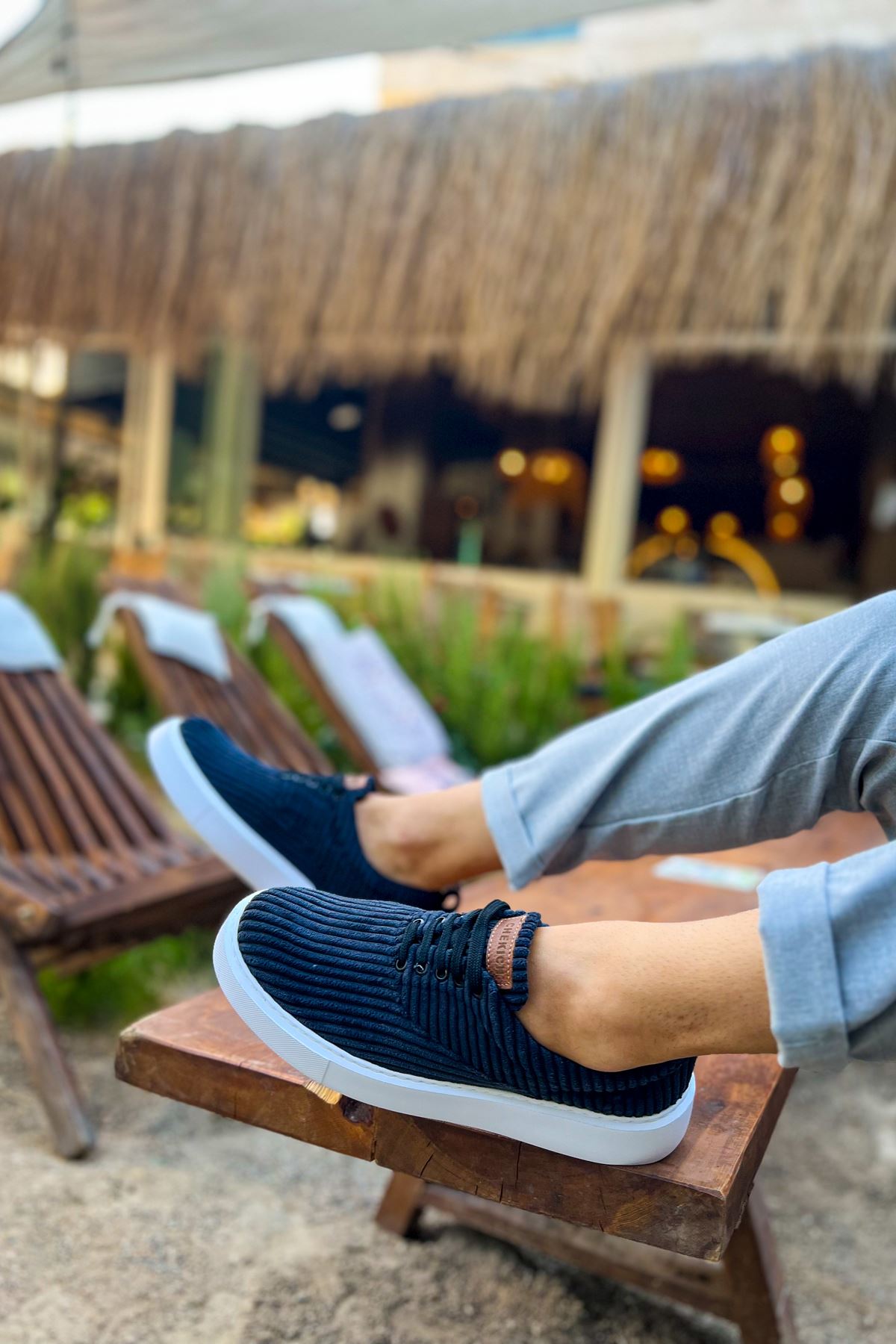 Bağcıklı Kadife Kumaş Erkek Günlük Ayakkabı Siyah - Görsel 4