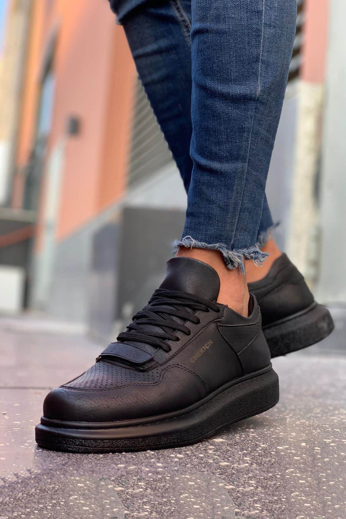 Bağcıklı Cırt Detaylı Erkek Günlük Ayakkabı Siyah - Görsel 5