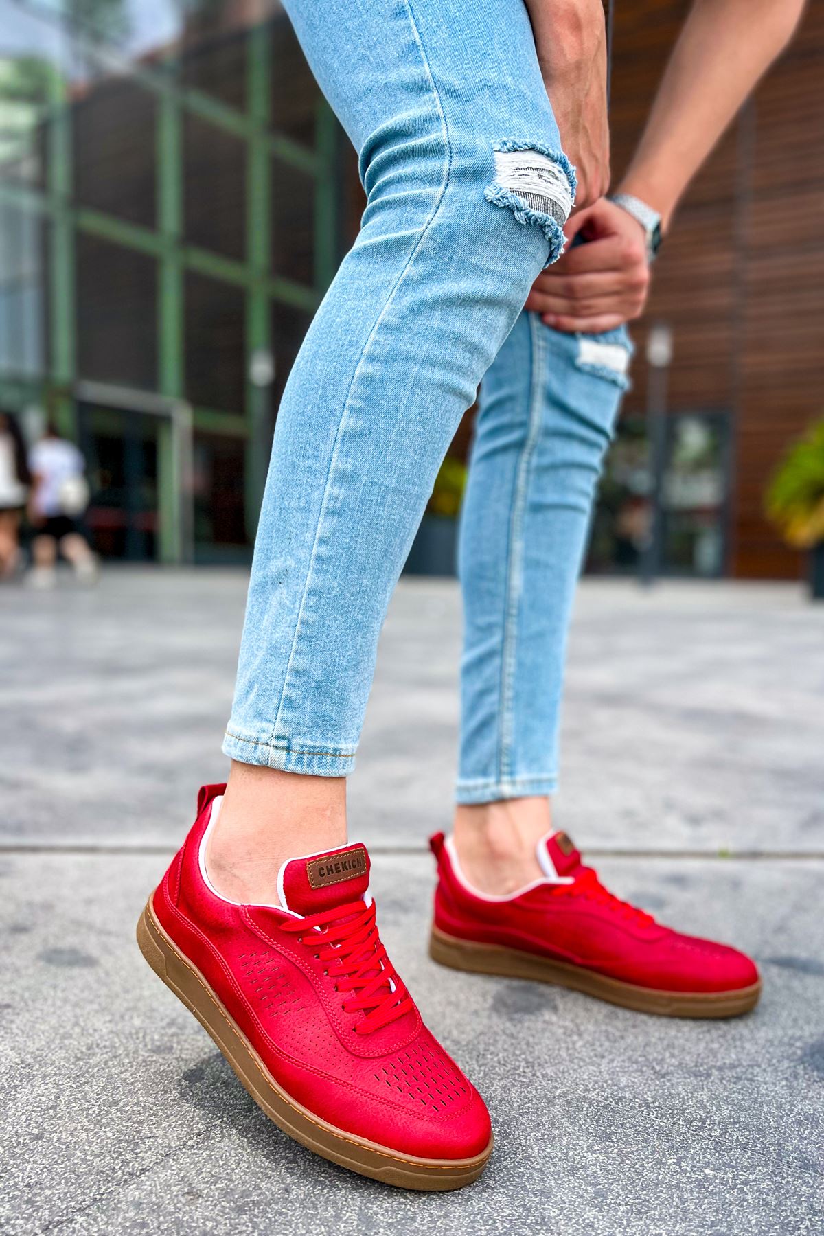 Bağcıklı Erkek Günlük Ayakkabı Kırmızı - Görsel 4