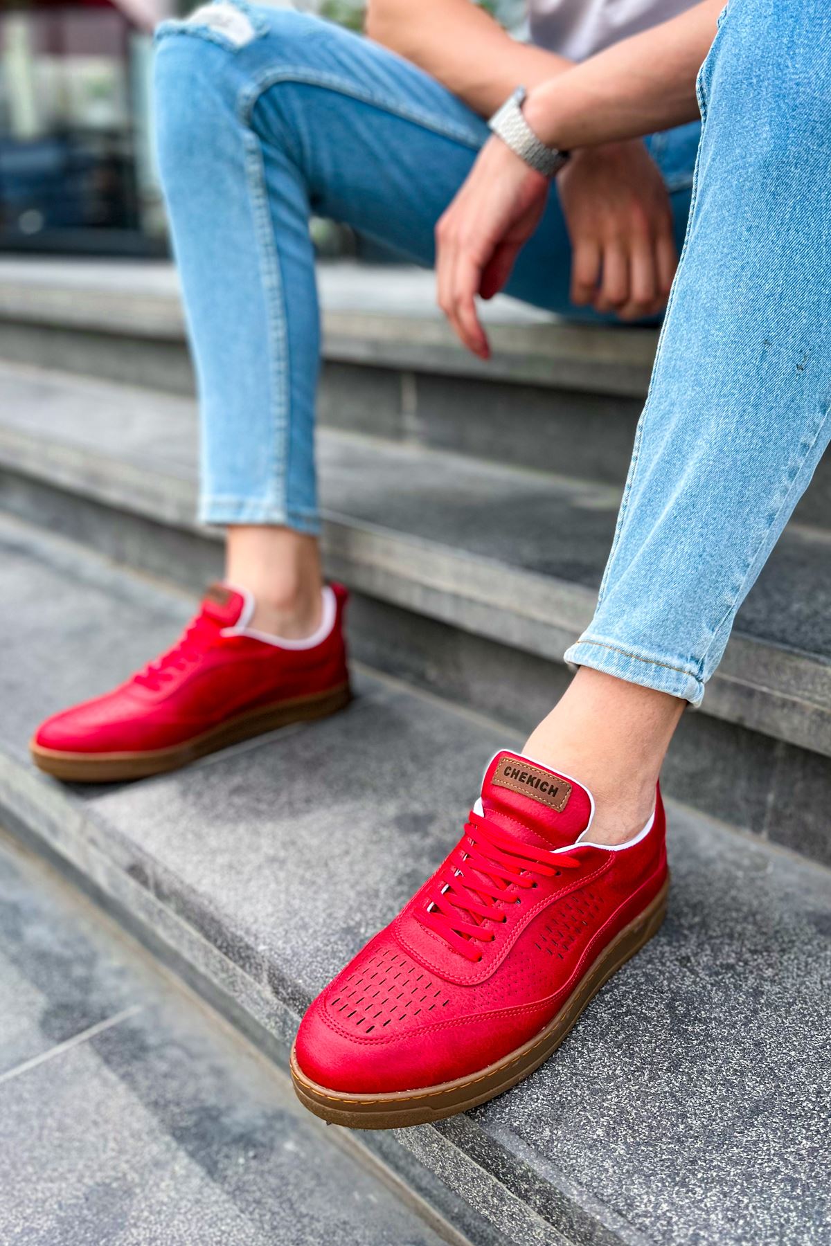 Bağcıklı Erkek Günlük Ayakkabı Kırmızı - Görsel 5