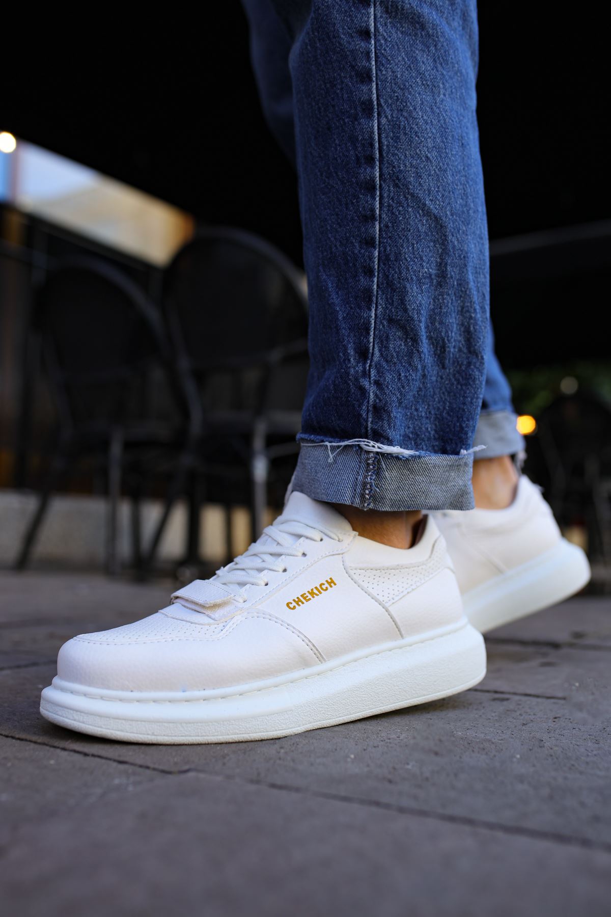 Bağcıklı Cırt Detaylı Erkek Günlük Ayakkabı Beyaz - Görsel 3