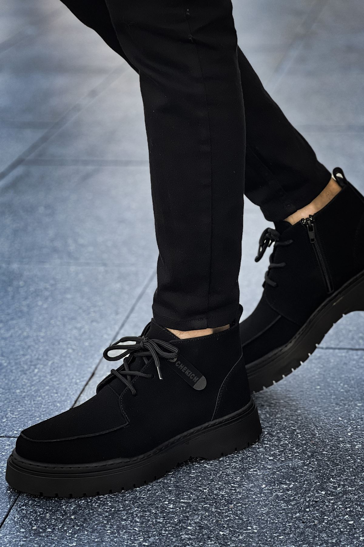 Bağcıklı Erkek Worker Bot Siyah - Görsel 4