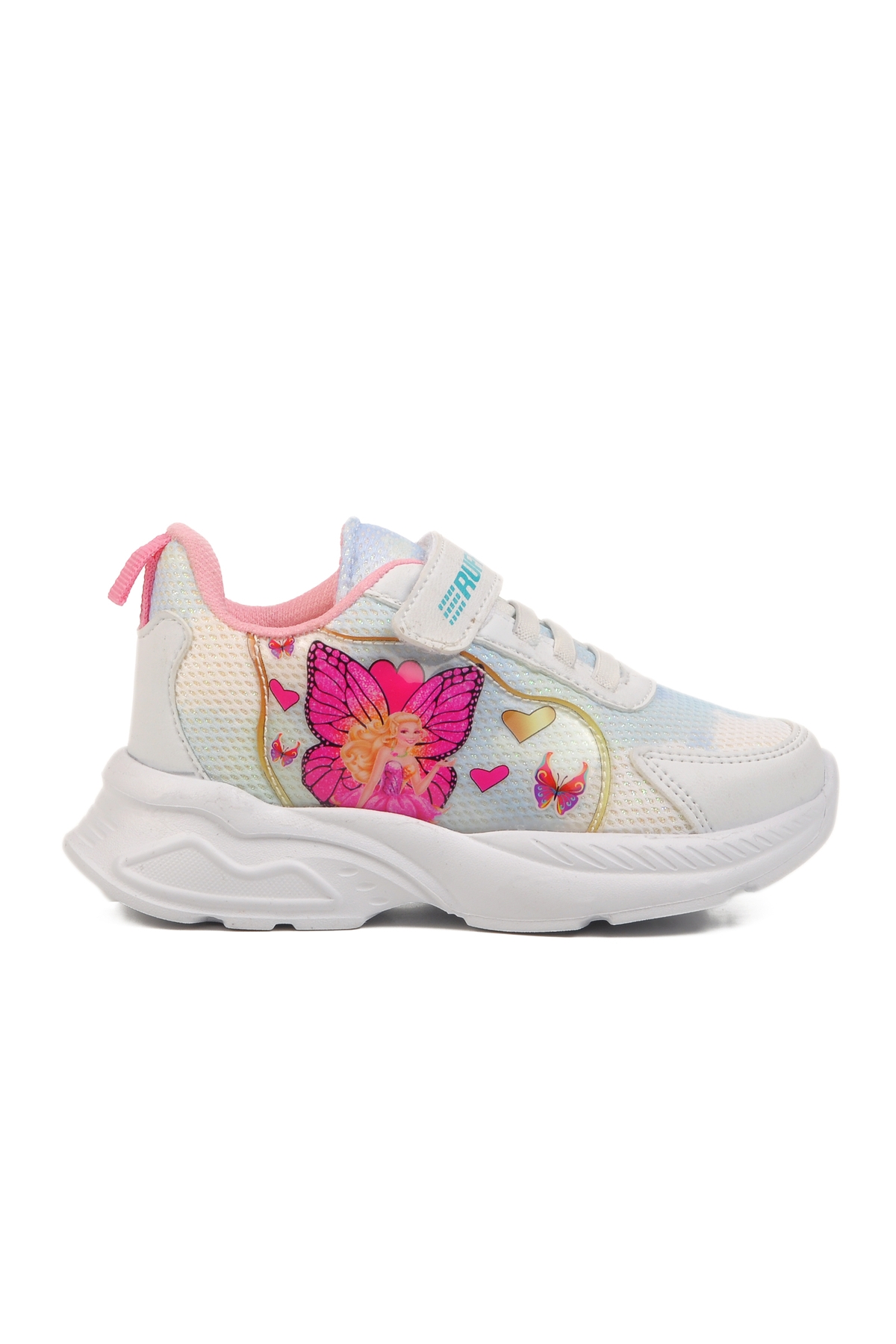 Beyaz Mavi Fileli Cırtlı Kız Çocuk Spor Ayakkabı Ruffon P - Görsel 2