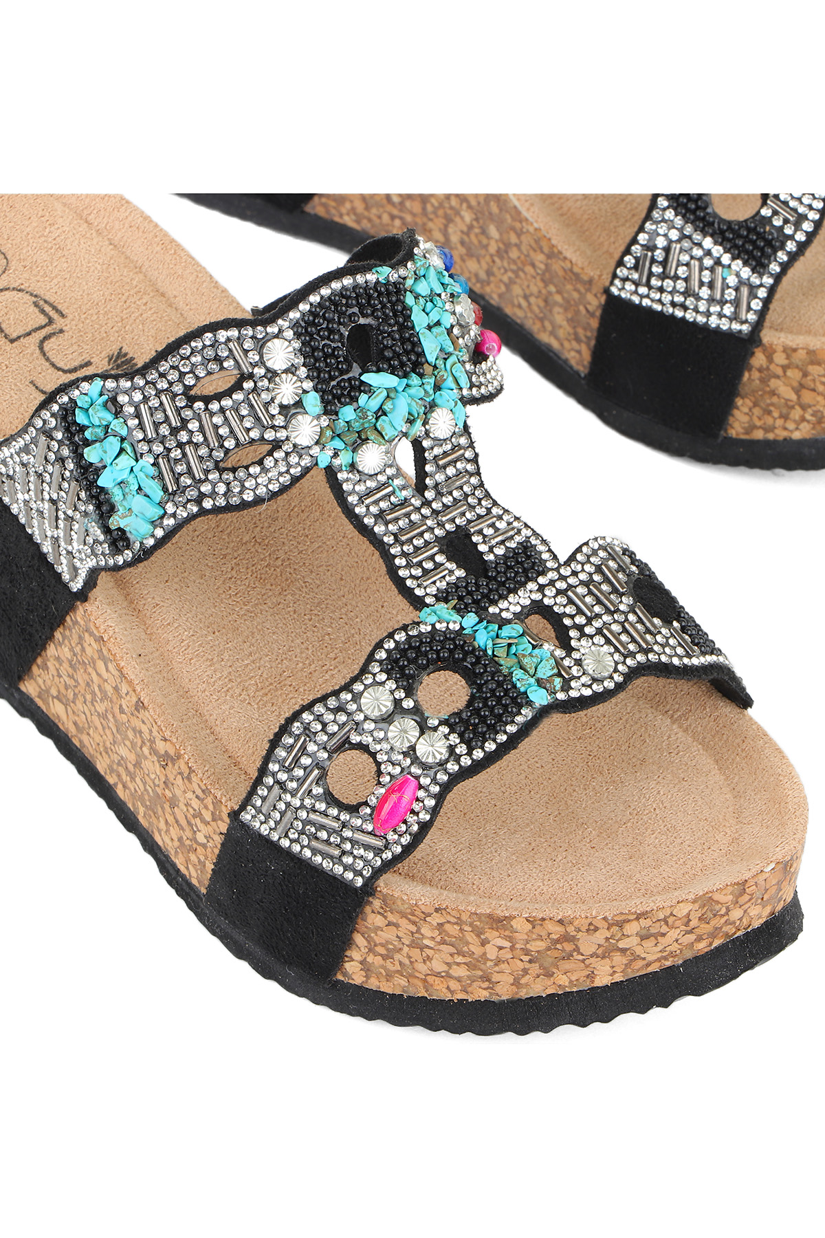 Gj Giorgia Dolgu Topuk Taş Detaylı Rahat Kadın Terlik - Görsel 5